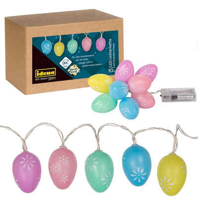 Idena LED-Lichterkette 10er LED Lichterkette "Ostern Flower", warmweiß für innen batterieben Timer