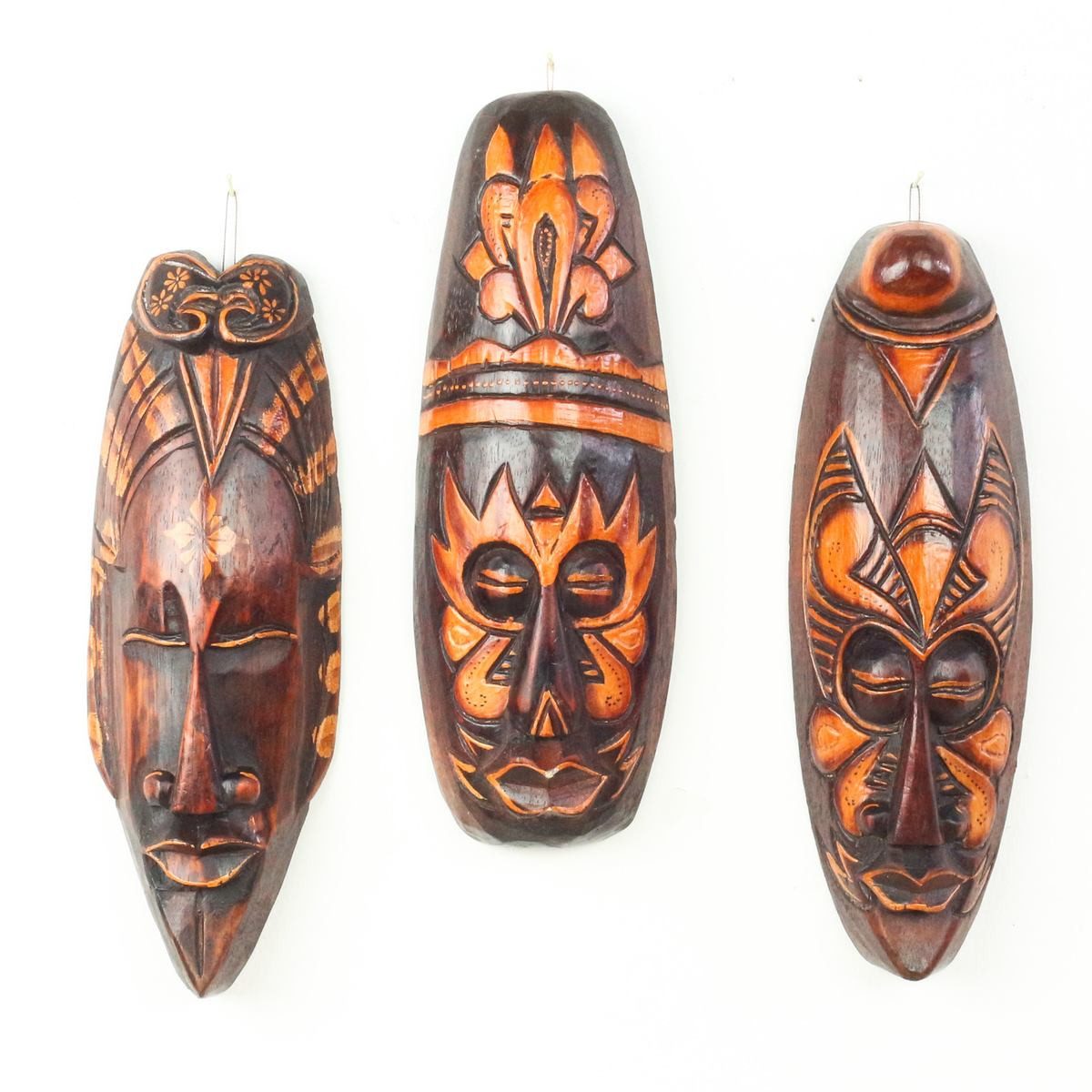 Oriental Galerie Dekofigur 3er Set Wandmasken Afrika Ethno Masken 30 cm (1 St), Afrikanische Dekofiguren Skulpturen zum aufhängen