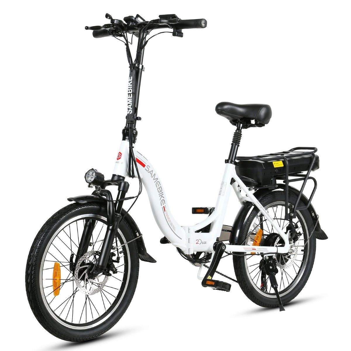 SAMEBIKE E-Bike JG20 Faltbares Elektrofahrrad 36V 350W 10AH Batterie 7 speed Weiss | E-Bikes