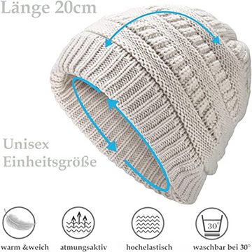 Alster Herz Strickmütze Beanie Mütze Damen Mädchen für Winter, A0233 mit Loch für Zopf