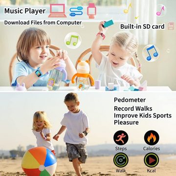 YEDASAH Smartwatch (1,4 Zoll), Kinder Schrittzähler 24 Spiele Musik Wecker Taschenlampe 3 bis 12 Jahr