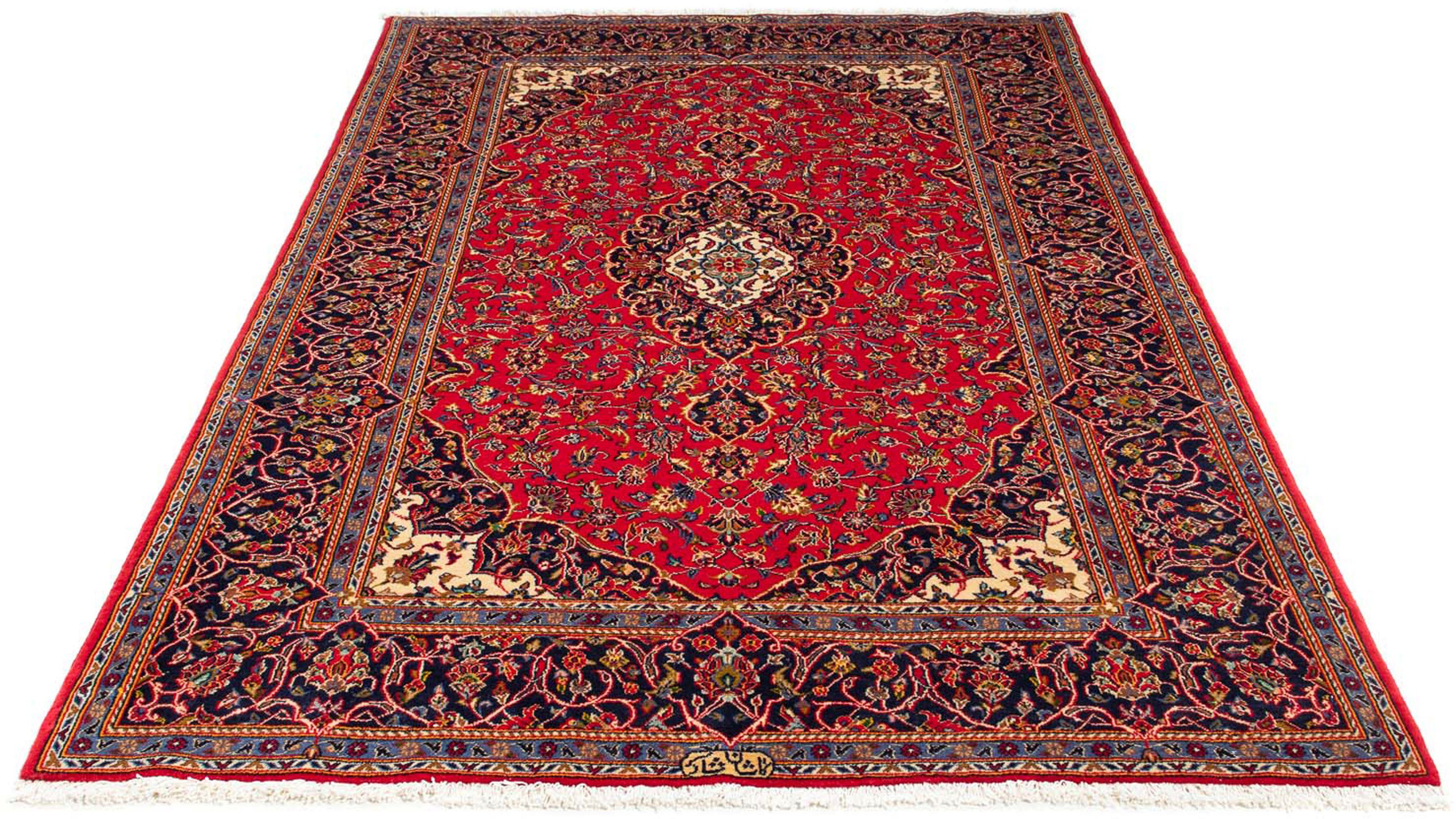 Orientteppich Perser - Keshan - 225 x 138 cm - rot, morgenland, rechteckig, Höhe: 10 mm, Wohnzimmer, Handgeknüpft, Einzelstück mit Zertifikat