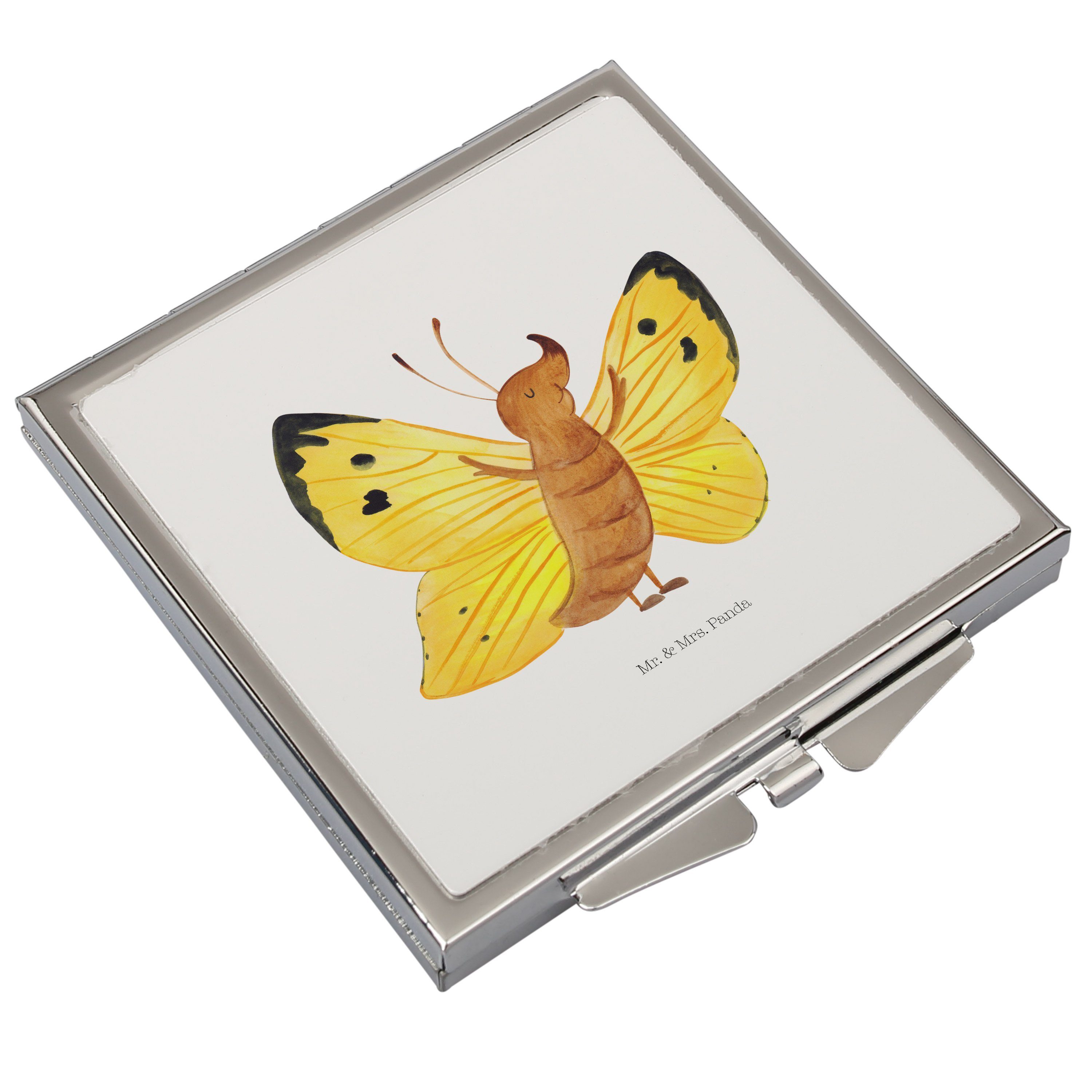 Quadrat, - & Mrs. Tiere, Weiß Geschenk, schmi Panda Kosmetikspiegel Mr. Zitronenfalter (1-St) Schmetterling -