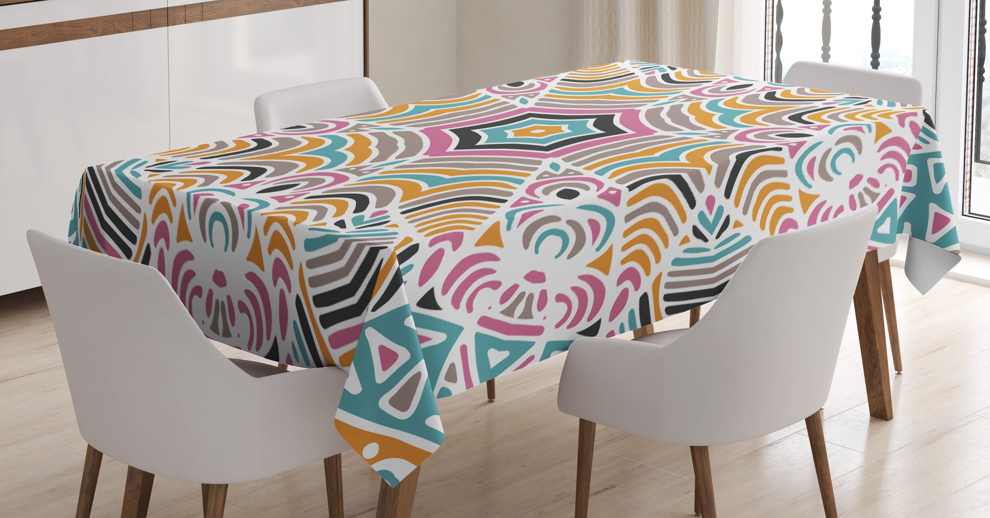 Tischdecke Farbfest Für Bunt Waschbar Farben, Bereich den Abstrakte Blumenkunst-Motiv Klare Abakuhaus geeignet Außen