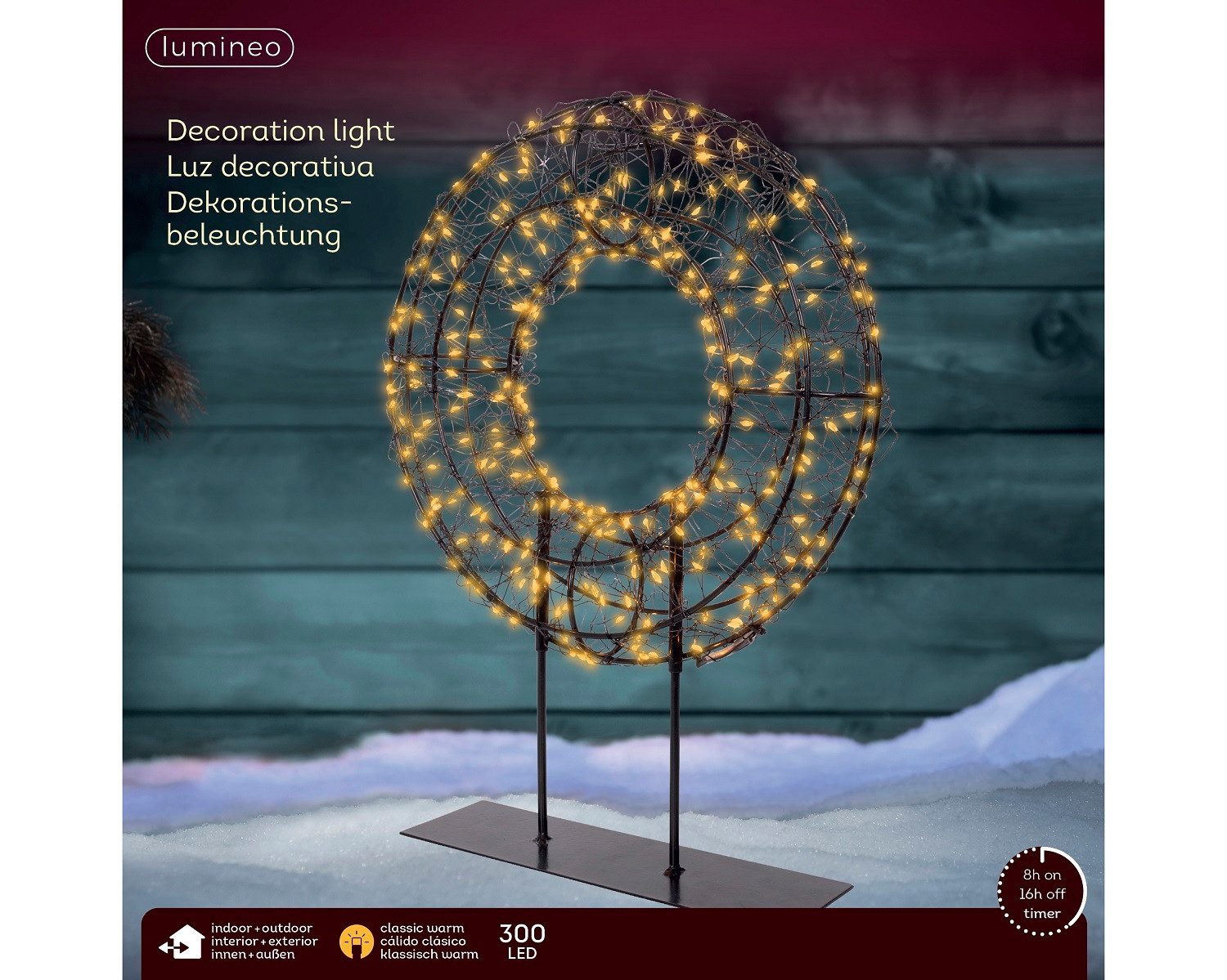 Lumineo LED Stern LED Tisch-Kranz Schwarz, 300 LED 28 x 38 cm, klassisch wa günstig online kaufen