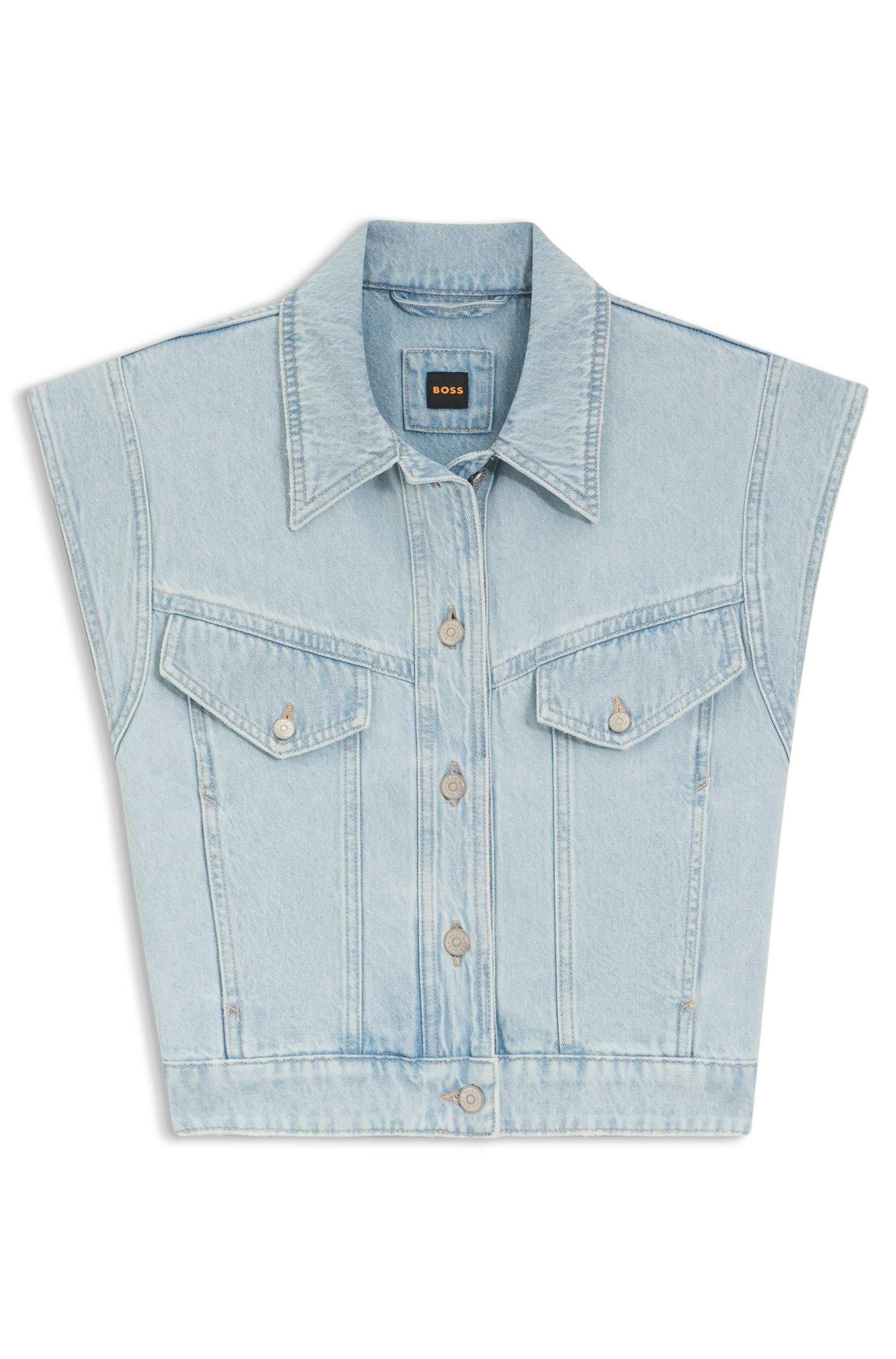 BOSS ORANGE Jeansweste VEST 1.0 Premium Damenmode Boxy Fit mit Vintage-Details – Bild 5 von 5