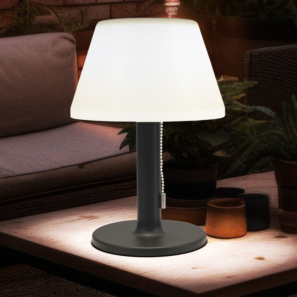 Expo Börse LED Solarleuchte, LED-Leuchtmittel fest verbaut, Warmweiß, Tischlampe Solarleuchte Außenlampe LED Balkonlampe 3 Stufen H 28 cm