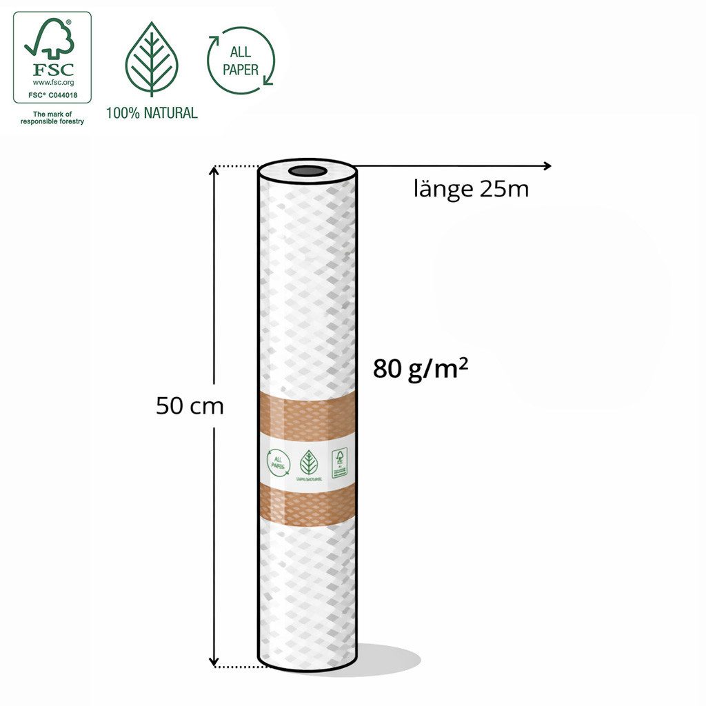 Creativery Packpapier, Wabenpapier 50cm x 25m Rolle für Verpackung & Polsterung Weiß