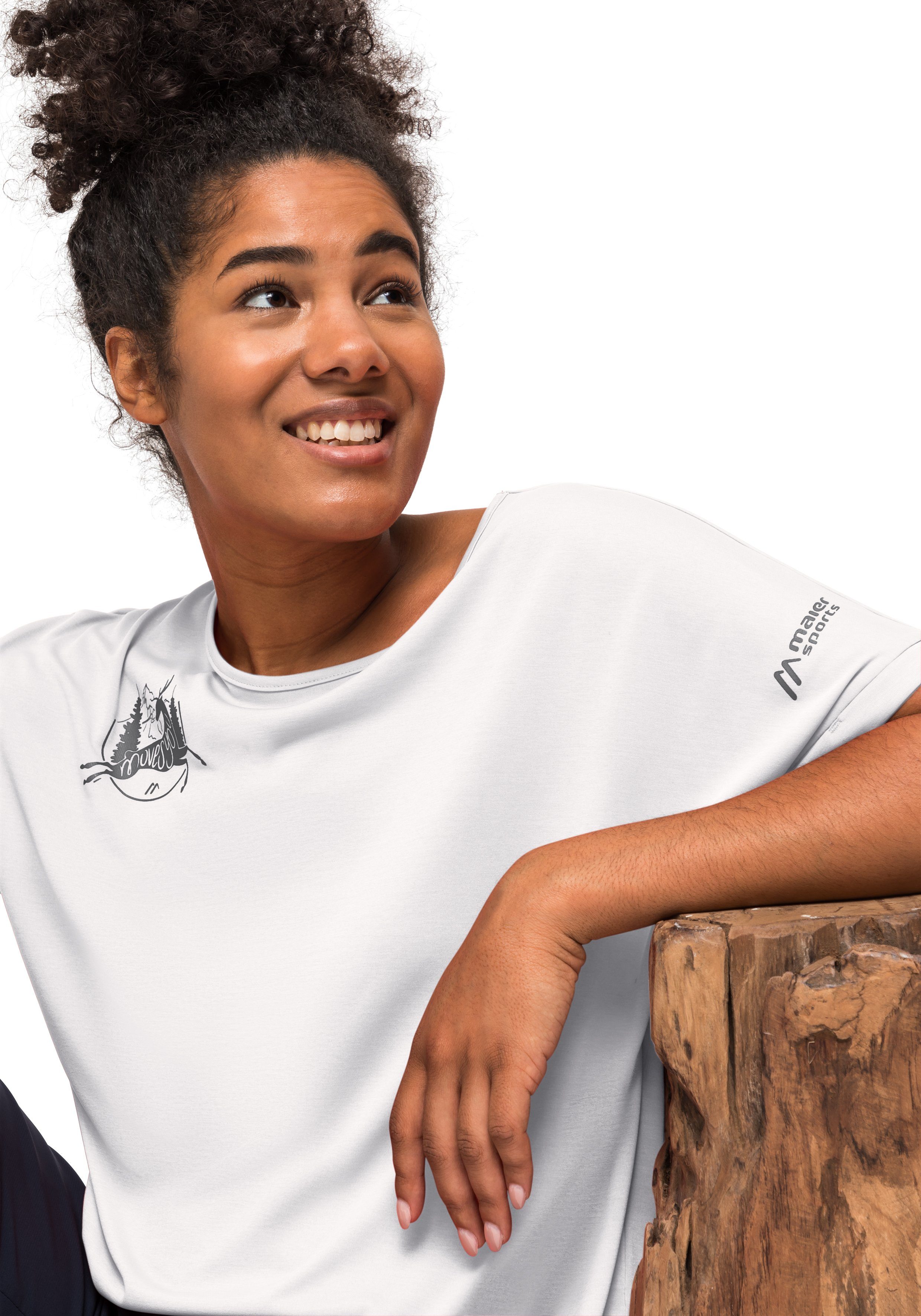 Maier Sports W und für Kurzarmshirt Wandern Damen Freizeit weiß T-Shirt Setesdal