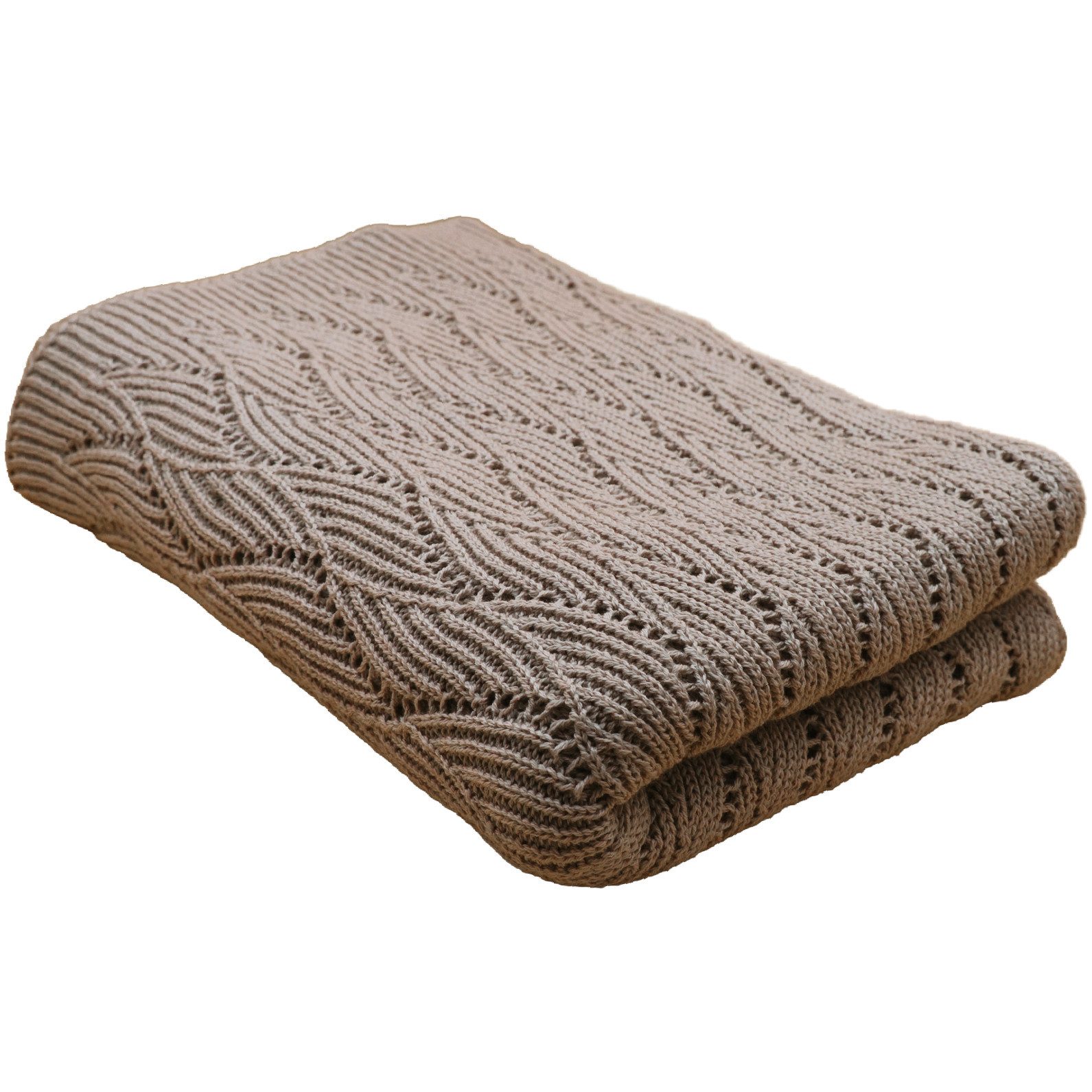 Babydecke Strick 75x100cm, Blätterschming, Kuscheldecke oder Schlafdecke, 100% Baumwolle