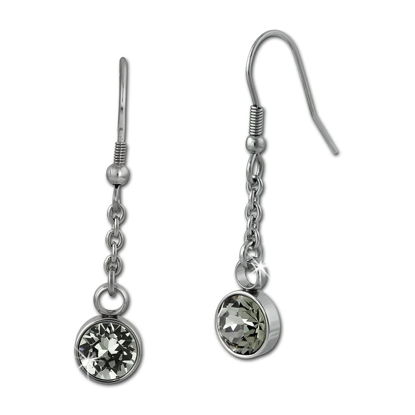 Amello Paar Ohrhänger Amello Ohrringe Edelstahl Ohrhänger rund (Ohrhänger), Damen Ohrhänger rund Edelstahl (Stainless Steel), silberfarben, grau