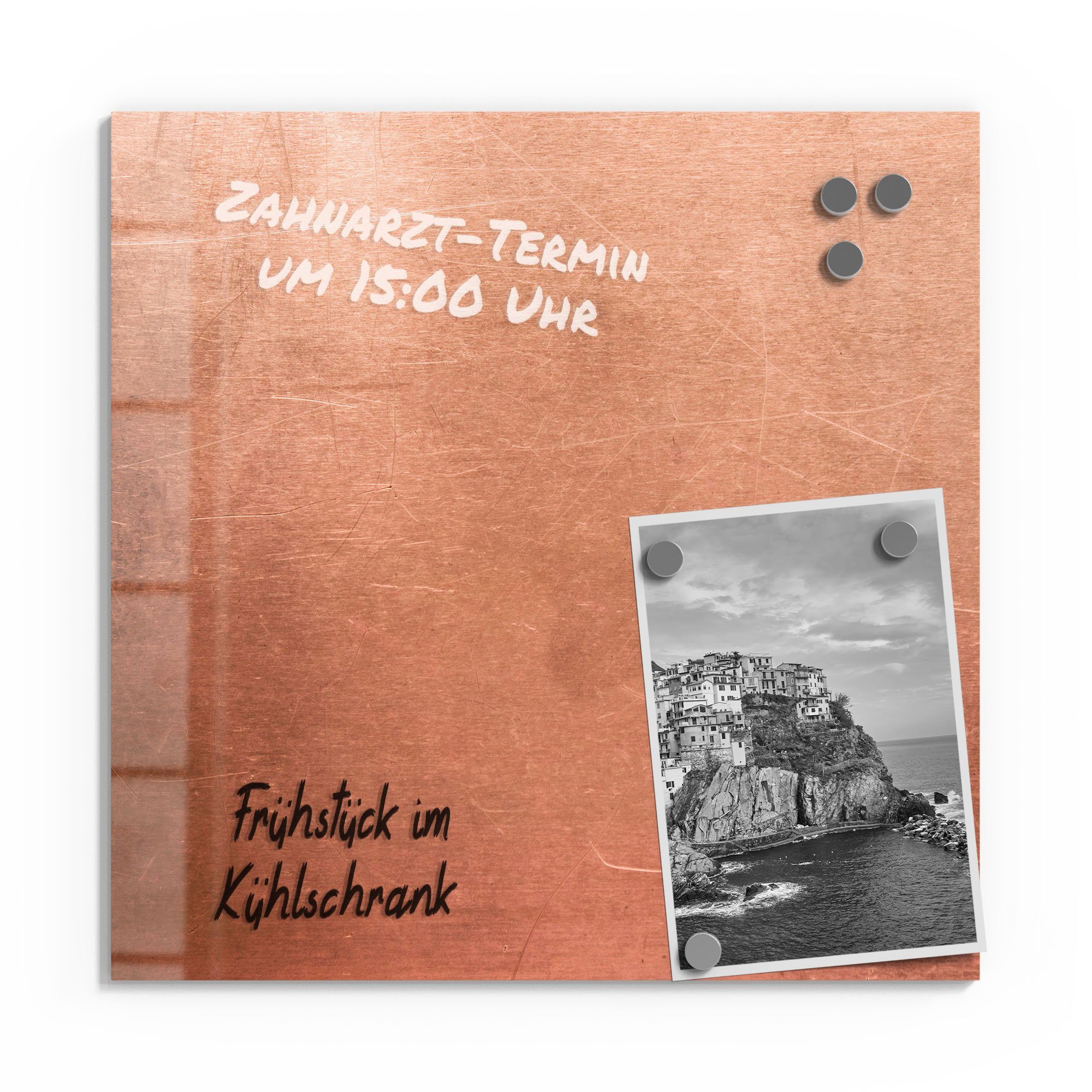 DEQORI Magnettafel 'Kupferplatte mit Kratzern', Whiteboard Pinnwand beschreibbar