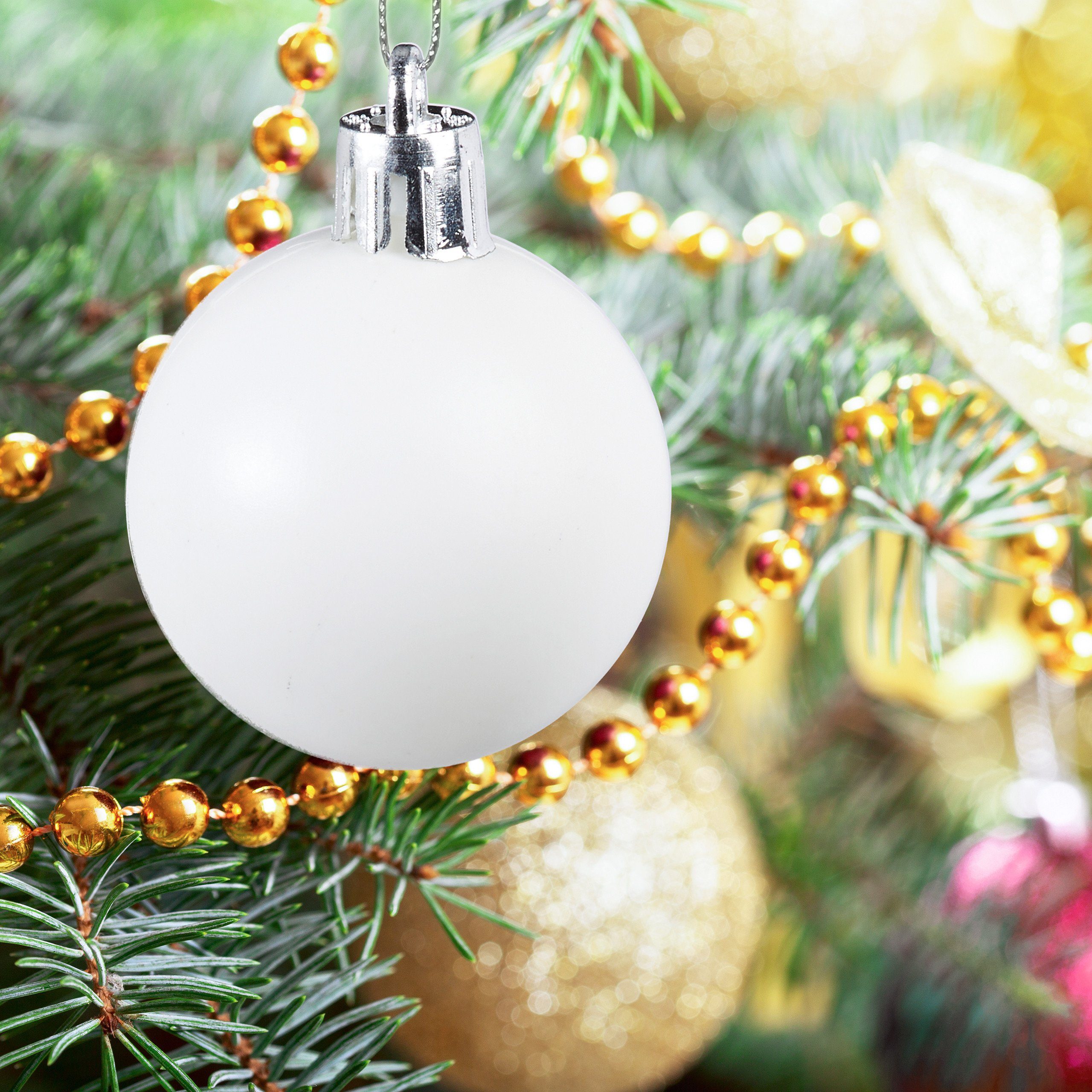 relaxdays Weihnachtsbaumkugel Weihnachtskugeln 100er Set, weiß