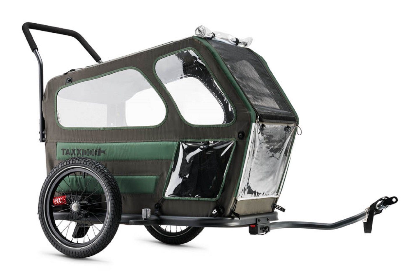 taXXi Fahrradhundeanhänger Hundeanhänger Fahrradanhänger Dog L Dark Grey/Dark Green, für Hunde bis 35 Kg