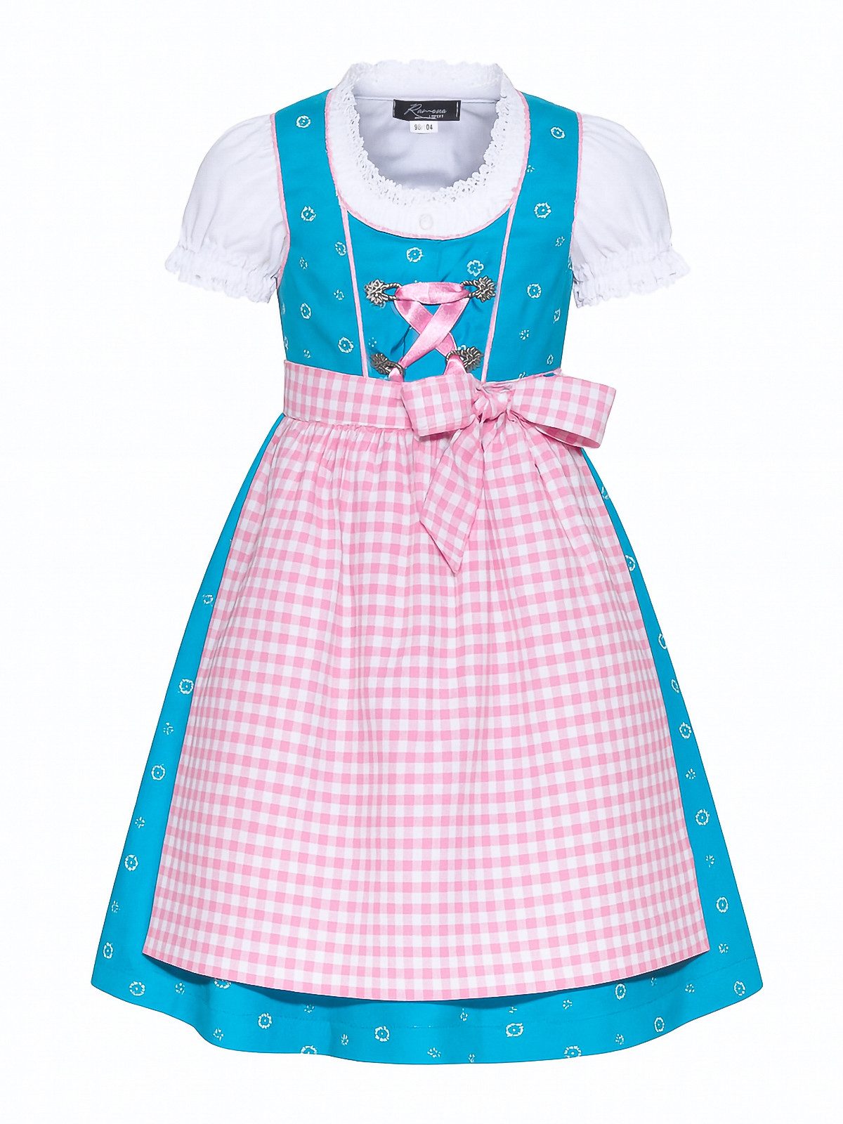 Ramona Lippert Дирндль Kinderdirndl Fanny türkis rosa mit Bluse