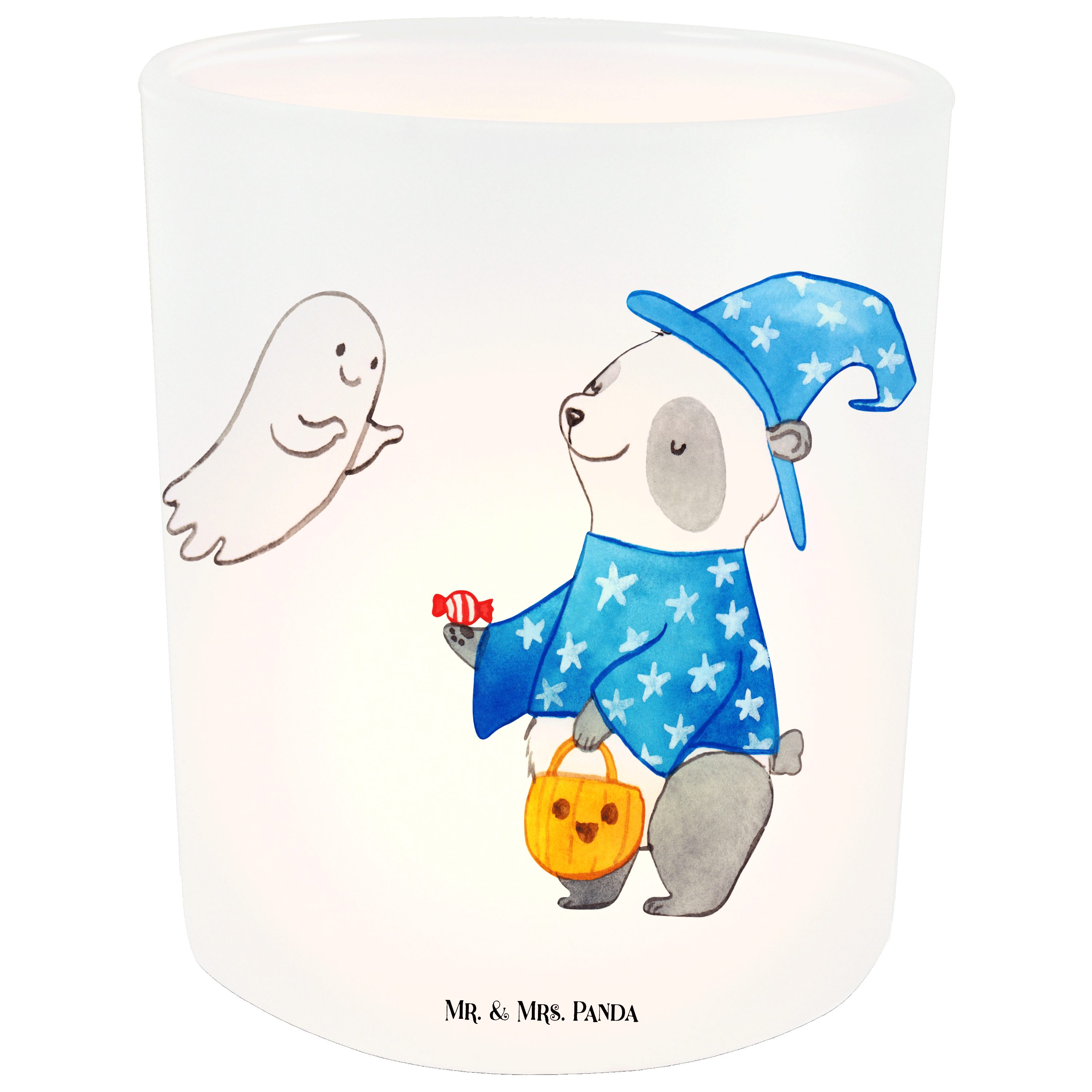 Mr. & Mrs. Panda Windlicht Panda Zauberer - Transparent - Geschenk, Schenken, Kerzenglas, Kerzen (1 St)