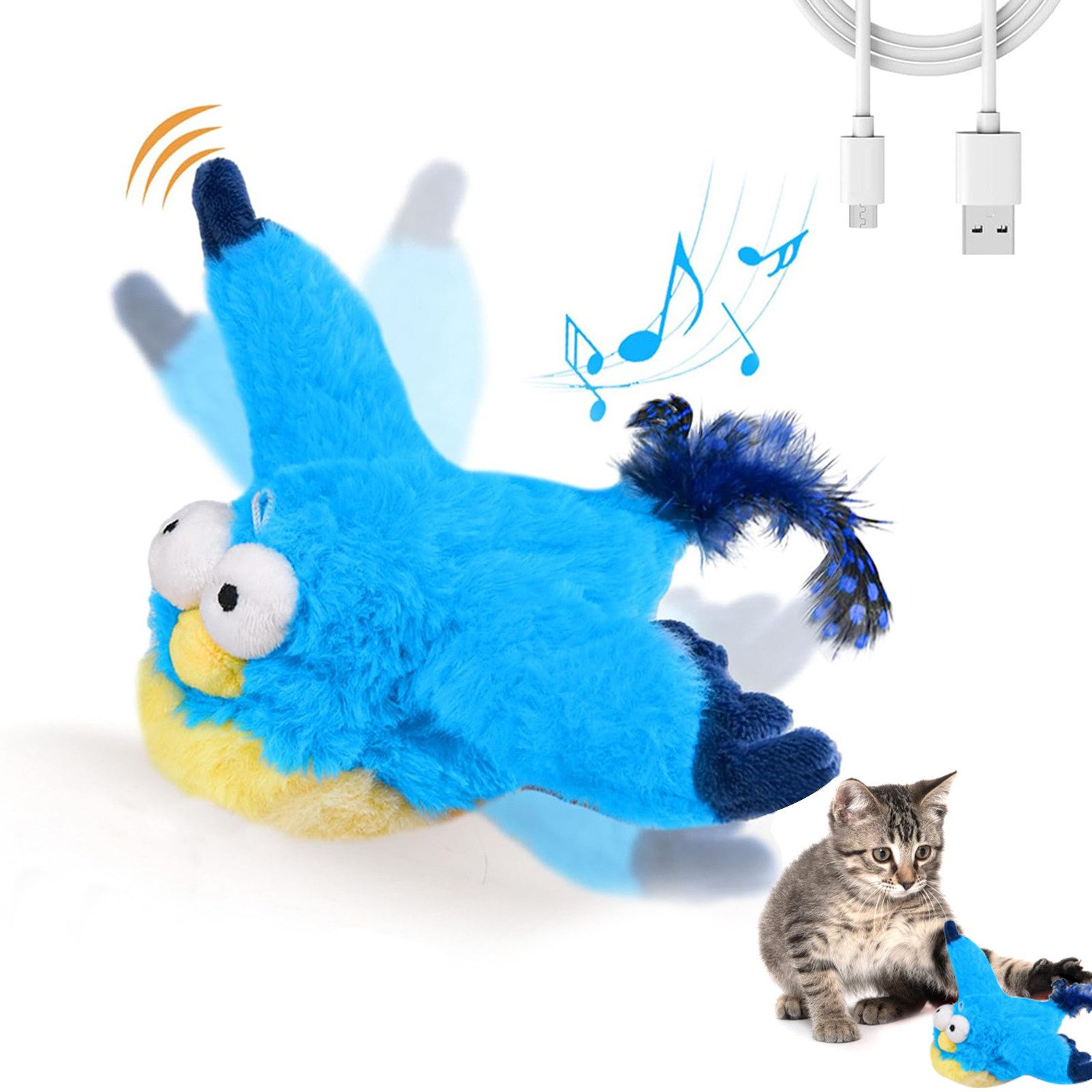Tier-Intelligenzspielzeug Katzenspielzeug Vogel Fliegt, Elektrisch Flapping Bird Cat Toy