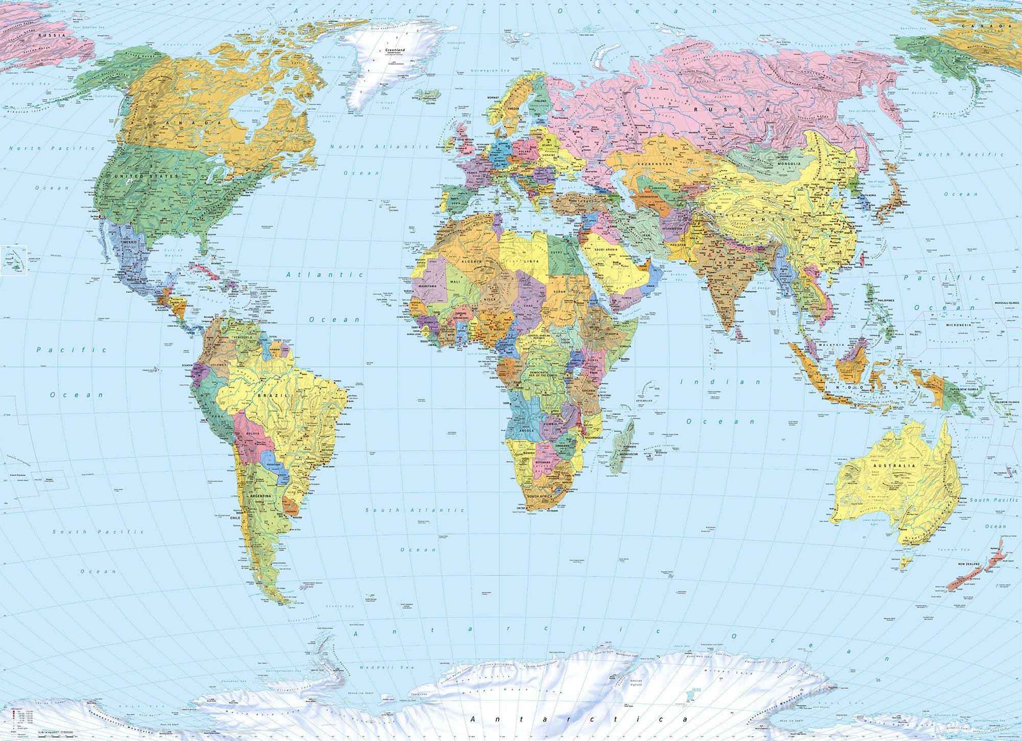 Komar Fototapete World Map, (1 St), 270x188 cm (Breite x Höhe), inklusive Kleister