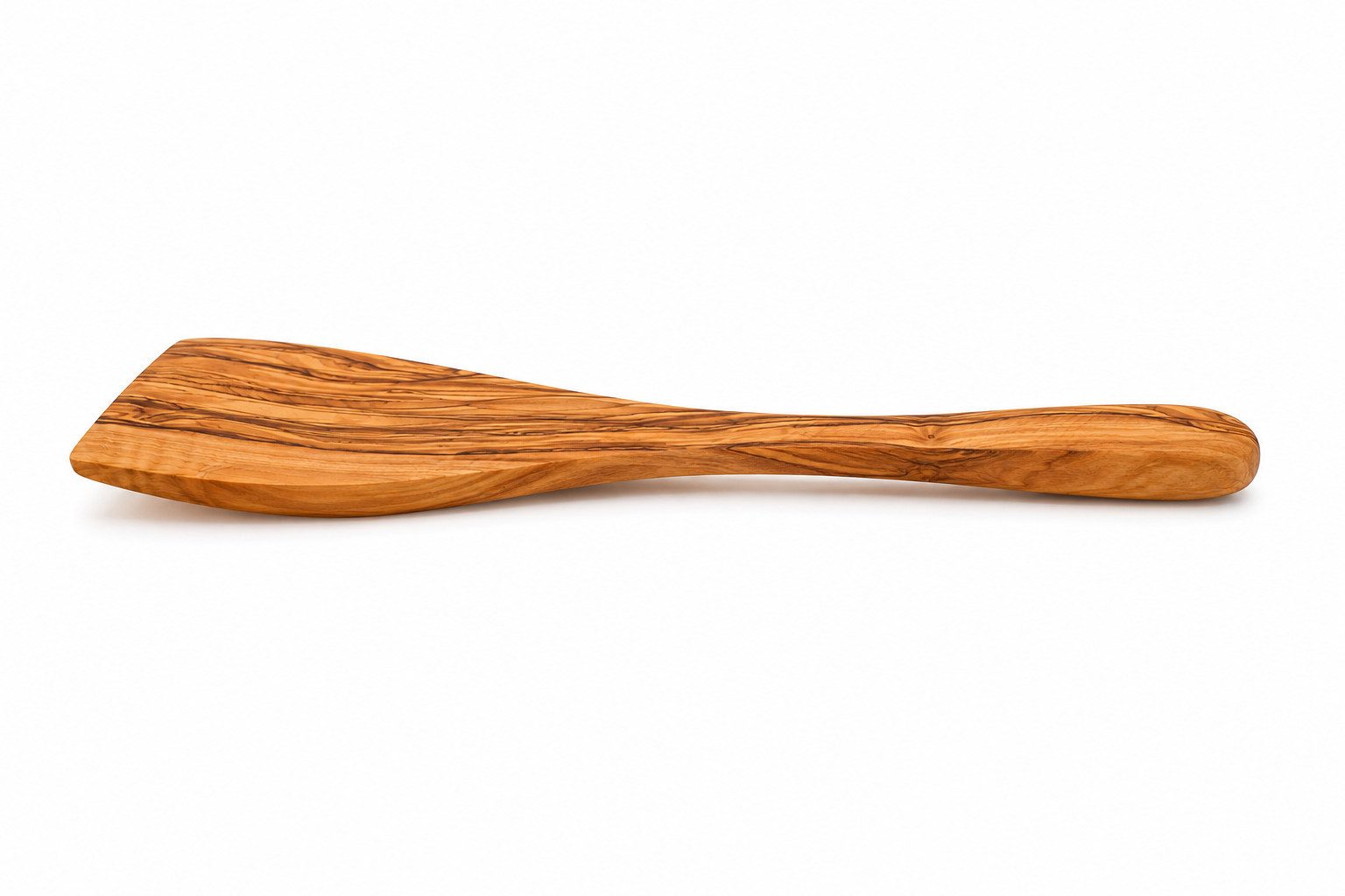 TelMo Pfannenwender Pfannenwender aus Olivenholz 30 cm – Geschwungener Küchenhelfer