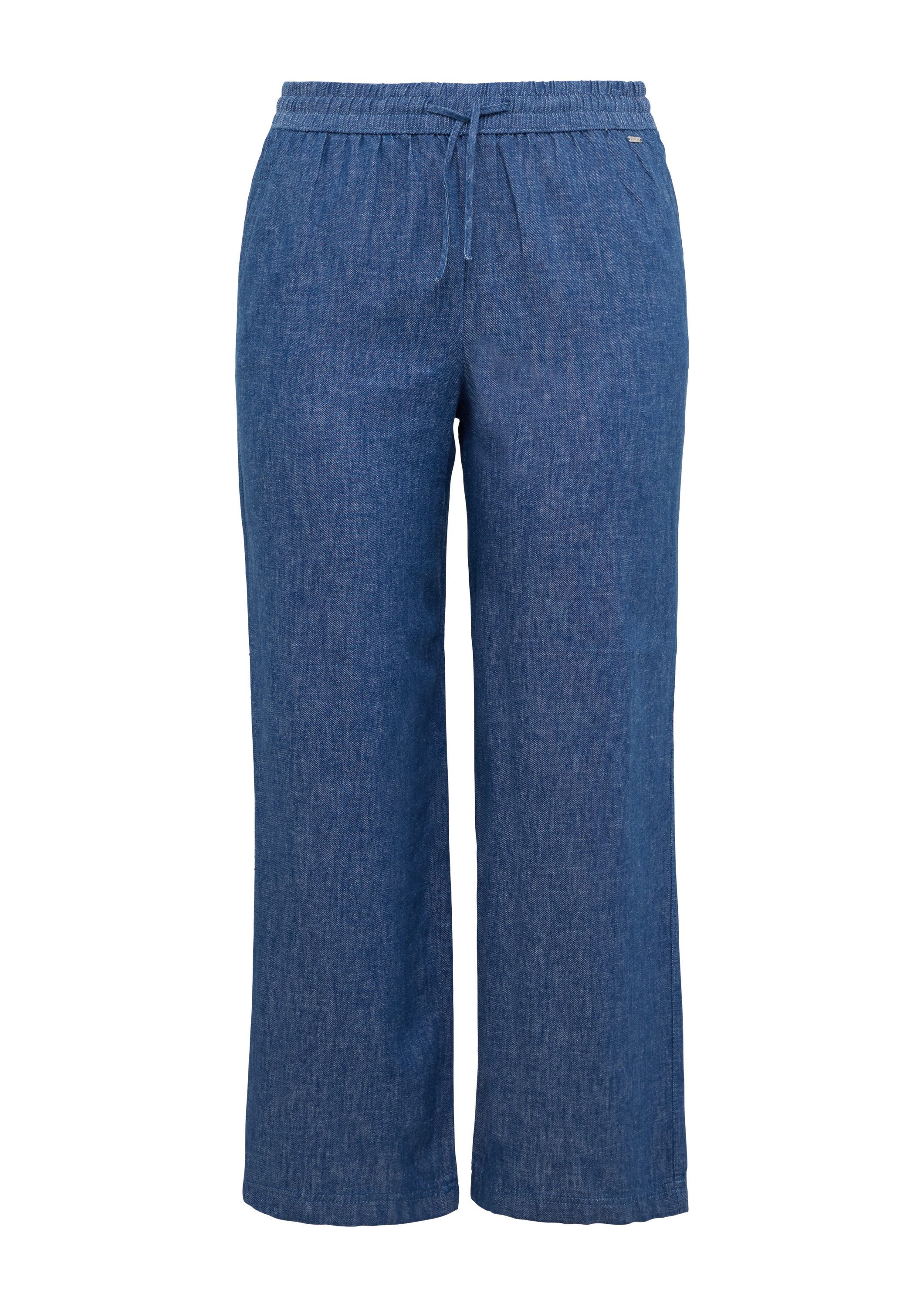 s.Oliver Culotte Hose Wide-Leg-Hose aus Leinenmix in Denim-Optik