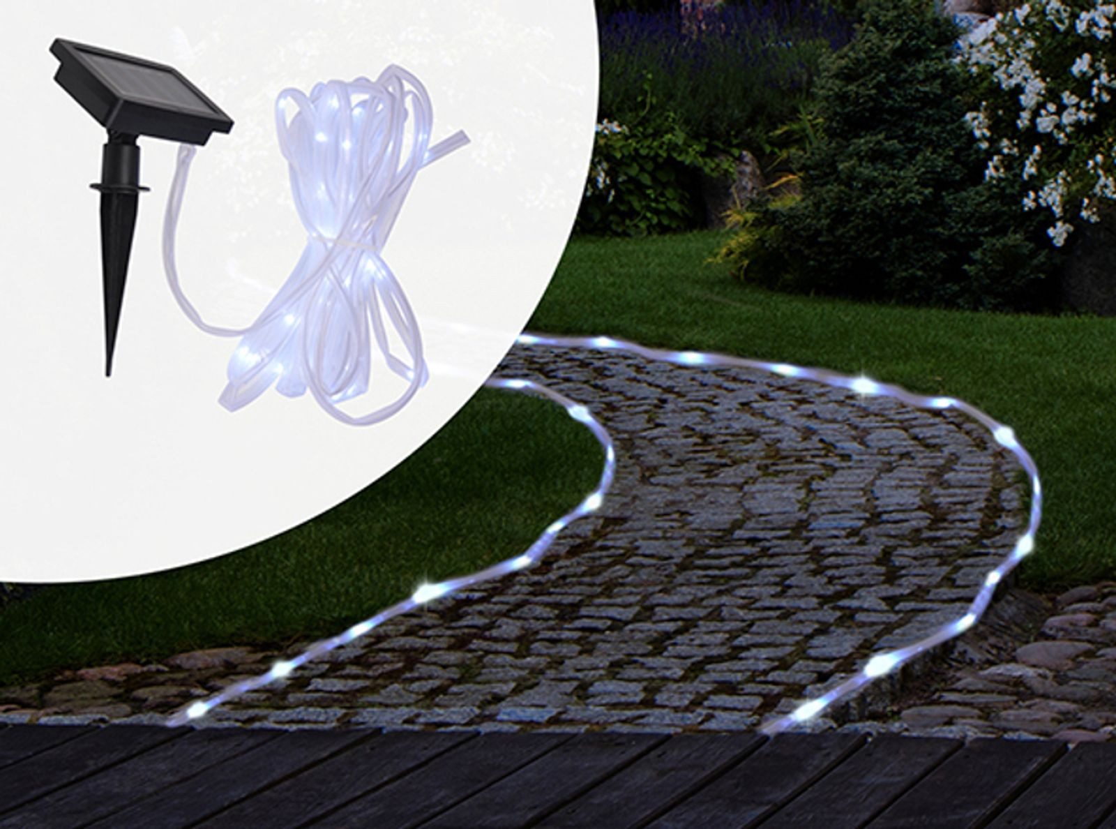 Haushalt International LED-Lichterschlauch 50 LED Solar Lichterschlauch Lichterkette Schlauch Wegbeleuchtung