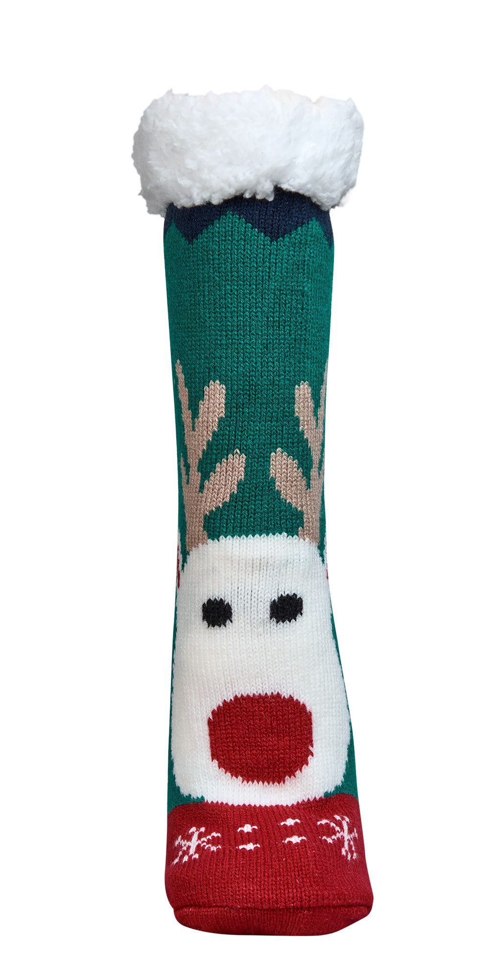 Kuschelsocken 1 Paar Hütten-Socken Weihnachten, Unisex, mit ABS-Druck & Teddy-Futer