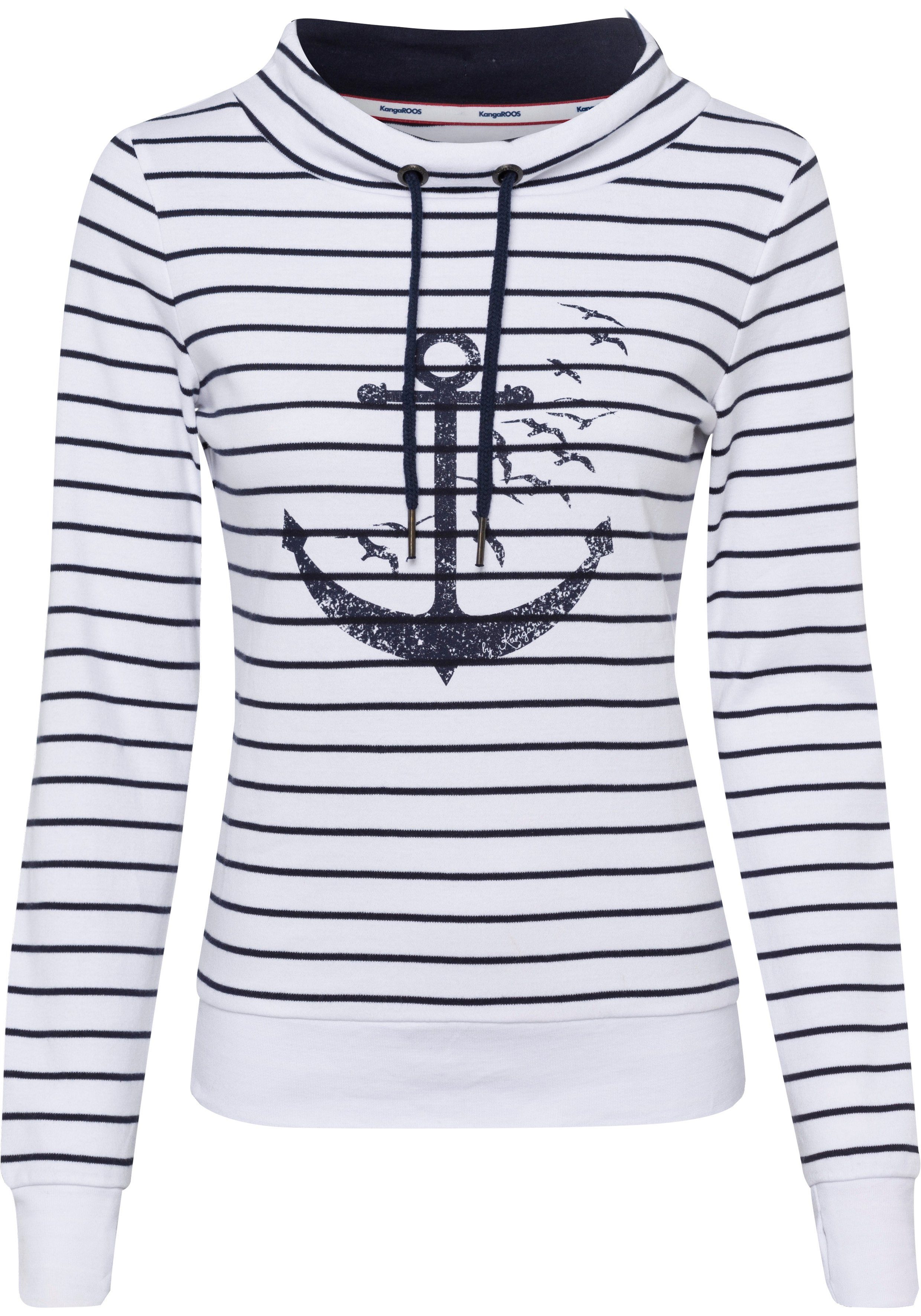 KangaROOS Sweatshirt Langarm mit Daumenlöchern, figurbetont, Stehkragen mit Kordelzug. Reduzierter Preis € 39,19. Unverbindliche Preisempfehlung € 55,99, (€ 39,19 pro 1 Stk)