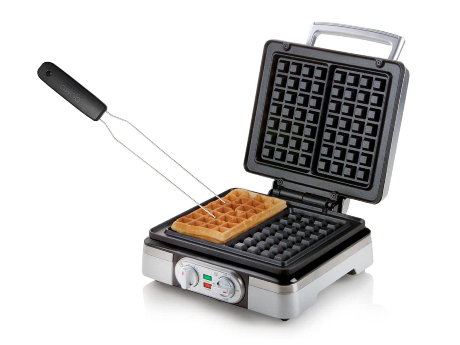 Domo Waffeleisen, 1400 W, für Doppel Waffelgabel 2 Belgische Waffeln Wafflemaker & mit Brüsseler