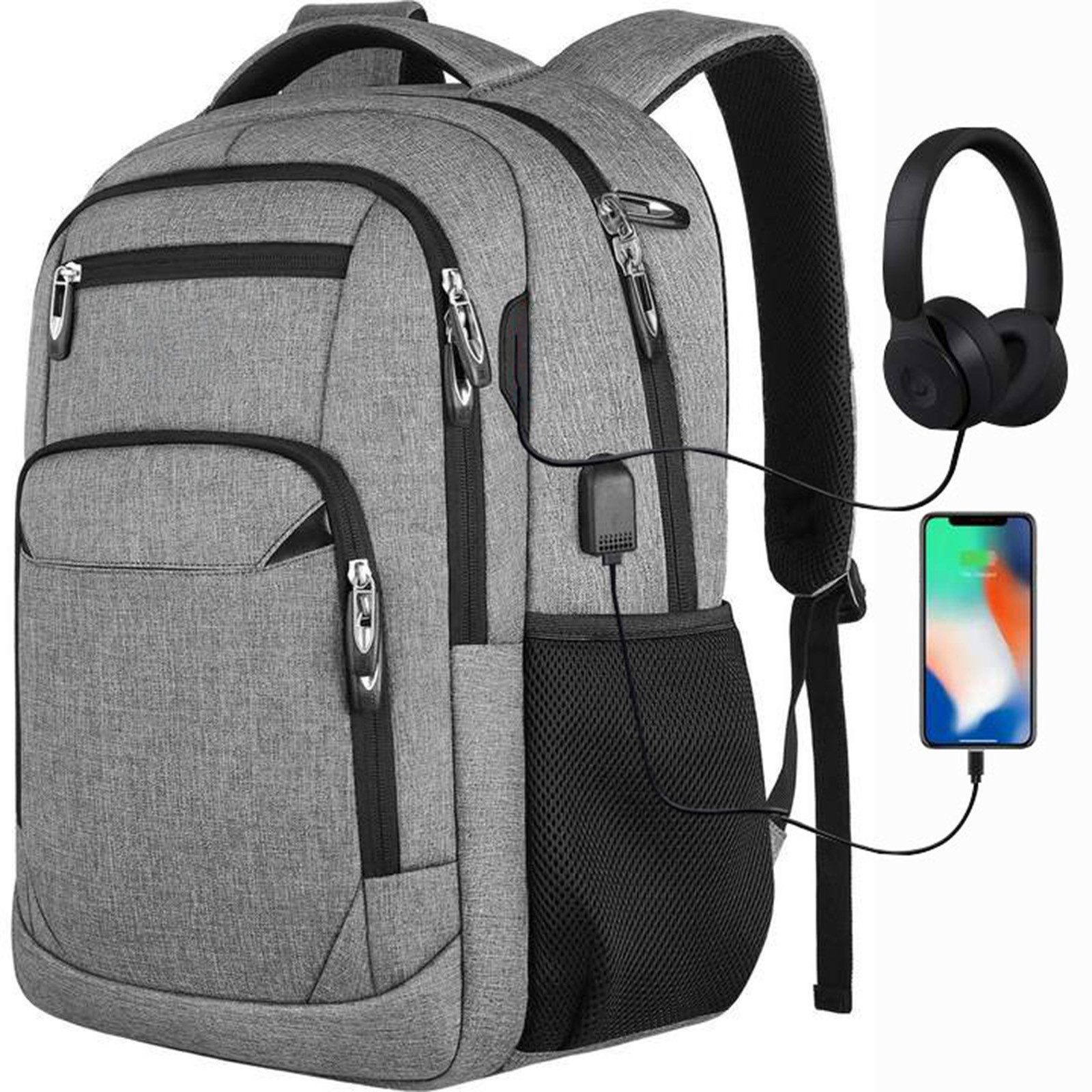 OKWISH Laptoprucksack Laptop Rucksäcke Schulrucksack Wasserbeständig Laptoptasche (Uni Tasche Businessrucksack Sportrucksack, Anti-Diebstahl, Backpack mit Laptopfach, mit USB-Anschluss), Herren Damen Jungen Teenager Arbeit Business Freizeit Reisen