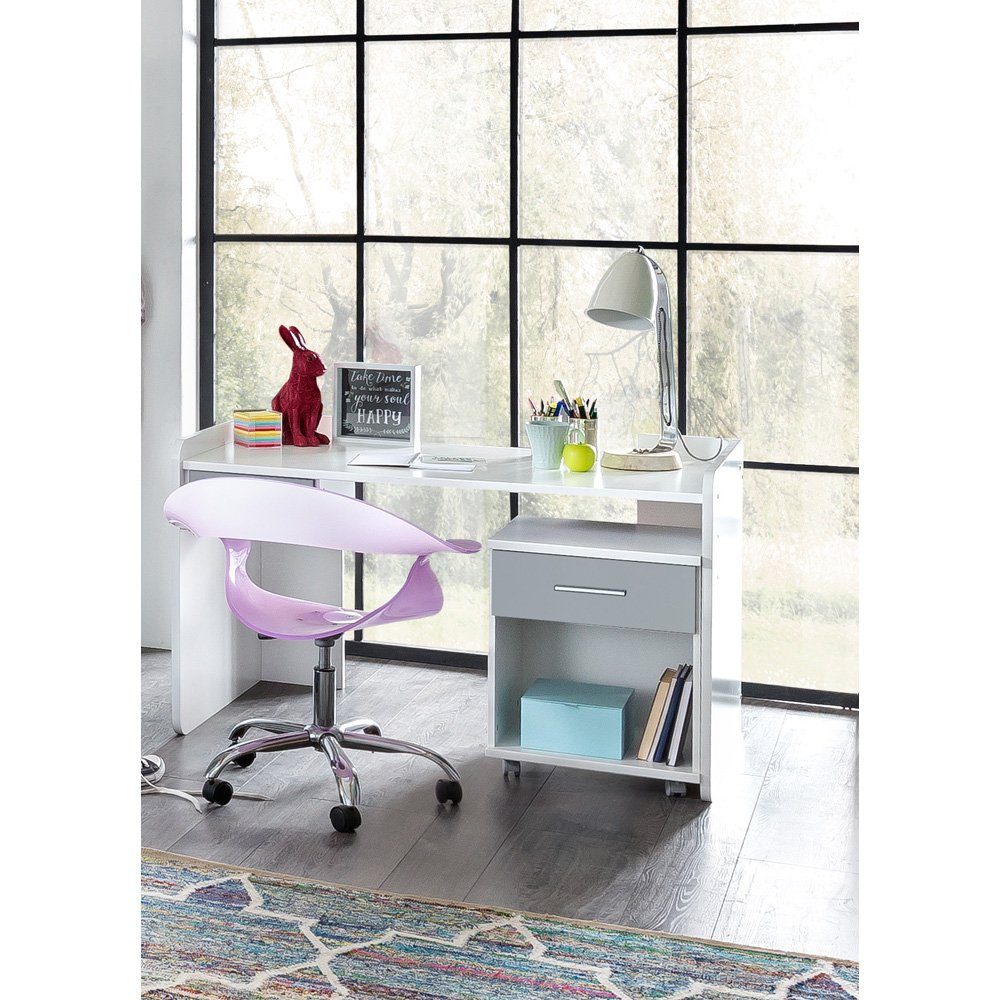 Tischplatte höhenverstellbare in grey, light weiß mit 3-stufige Kinderschreibtisch Lomadox JOHANNESBURG-43,