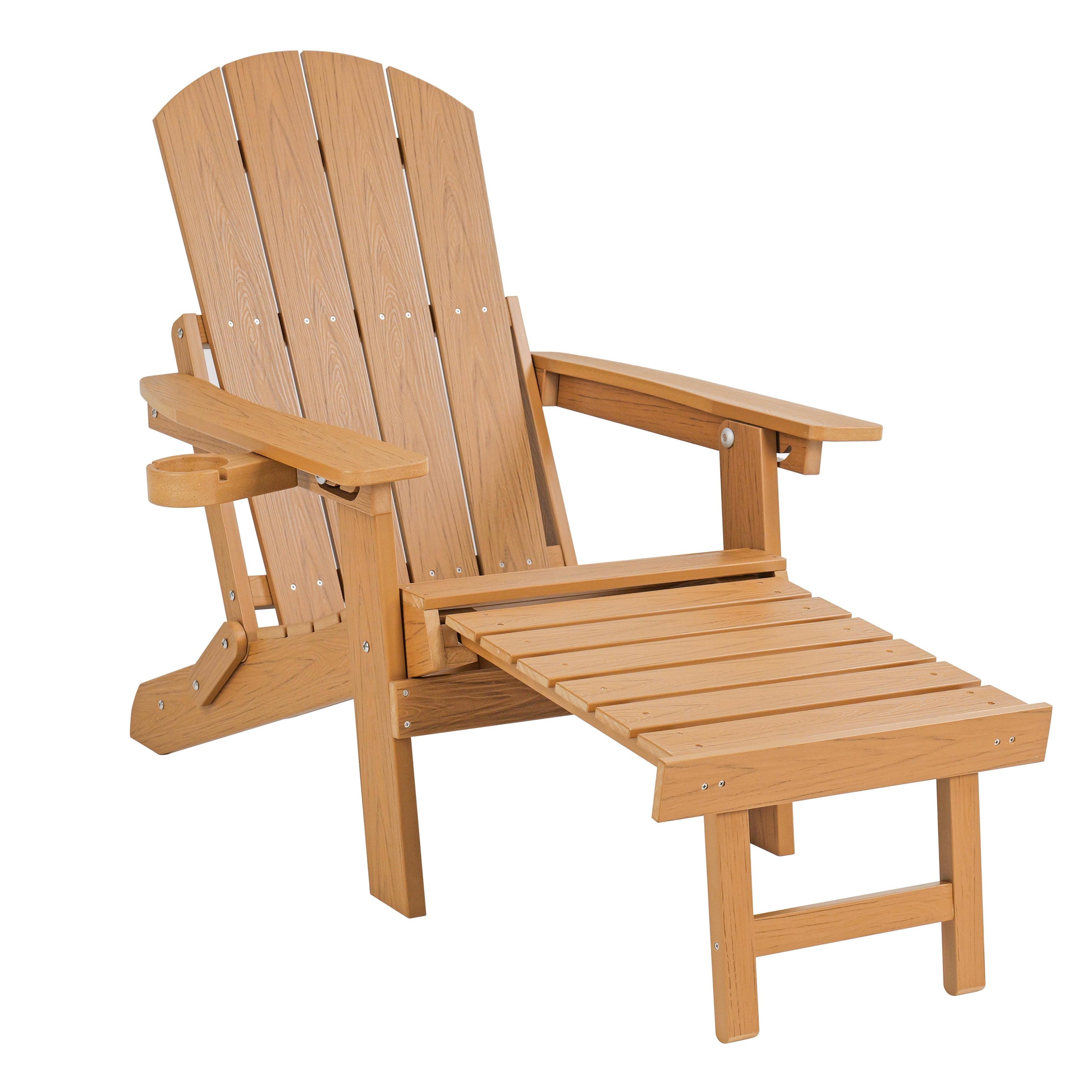 NJLyuhome Gartenstuhl Allwetter-Adirondack-Stuhl mit integrierter Fußstütze & Getränkehalter (1 St), Wetterfester Adirondack-Stuhl für Terrasse, Balkon & Garten