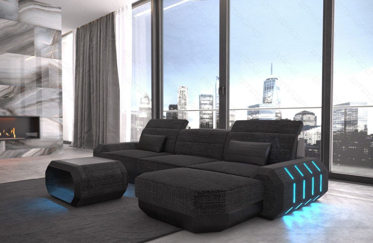 Sofa Dreams Ecksofa Designer Polster Stoff Sofa Roma L Form H Strukturstoff Stoffsofa, Couch wahlweise mit Bettfunktion