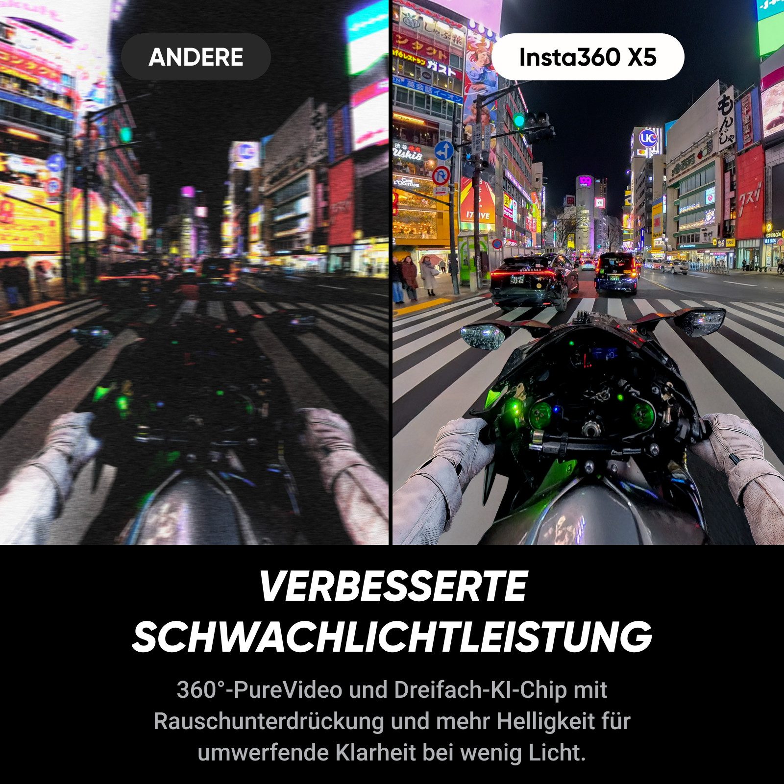 Insta360 Insta360 X5 - Wasserdichte 8K 360°-Kamera Action Cam (8K, WLAN (Wi-Fi), Bluetooth) schwarz
