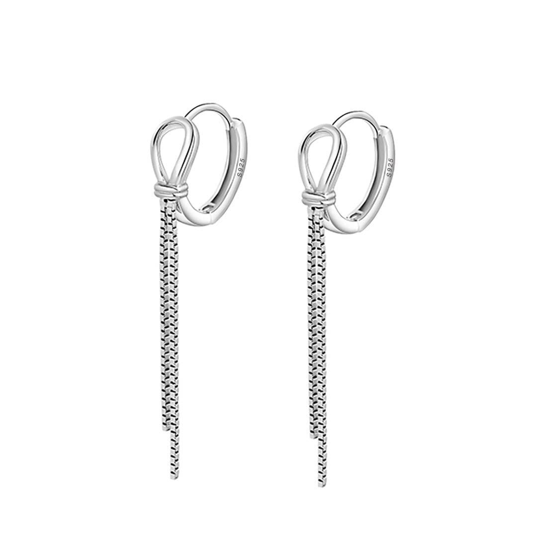 POCHUMIDUU Paar Ohrhänger 925 Sterling Silber Hoop Ohrringe Quaste (2-tlg., Kette baumeln Hoop Ohrringe), für Frauen Teenager Mädchen
