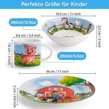 MiaMio Kindergeschirr-Set 3er-Set Kindergeschirr/Porzellan inkl. Teller, Schüssel und Tasse