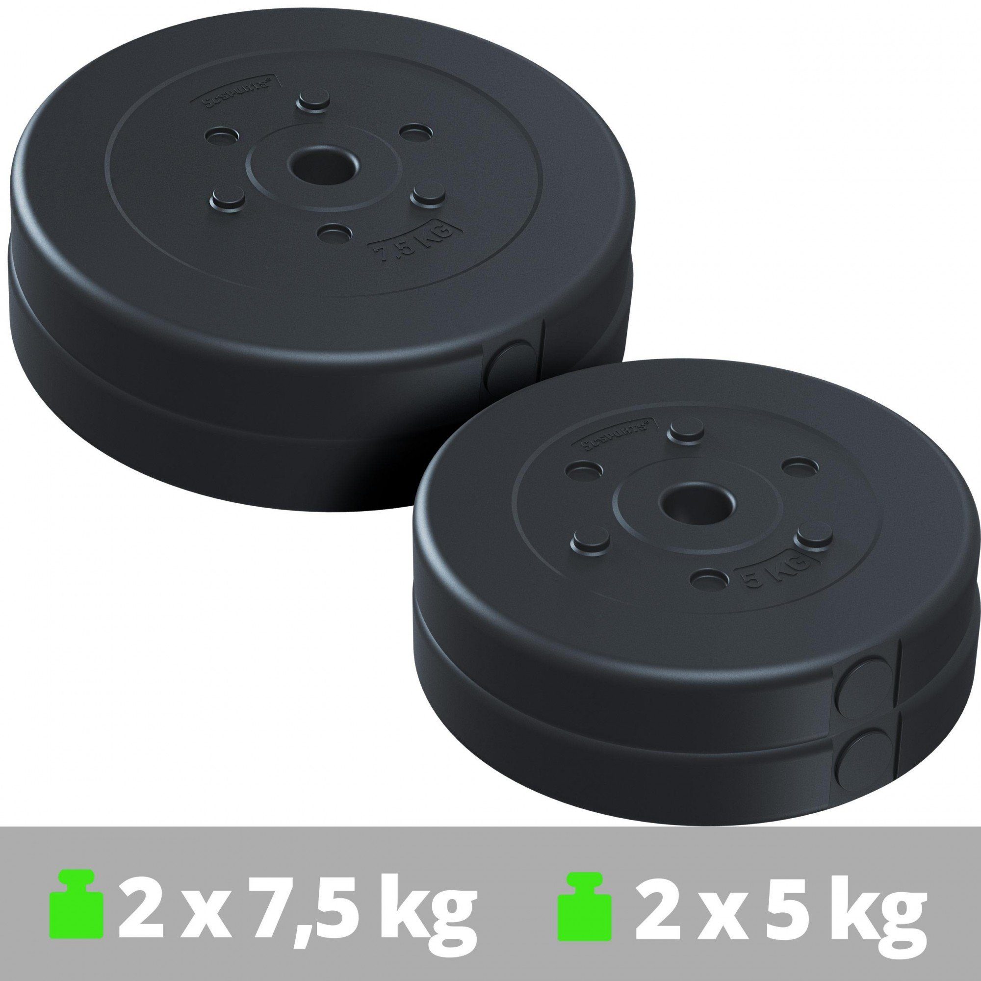 ScSPORTS® Hantelscheiben Set 25 kg Kunststoff 30mm (10002546-tlg) Gewichtsscheiben Gewichte, Ø