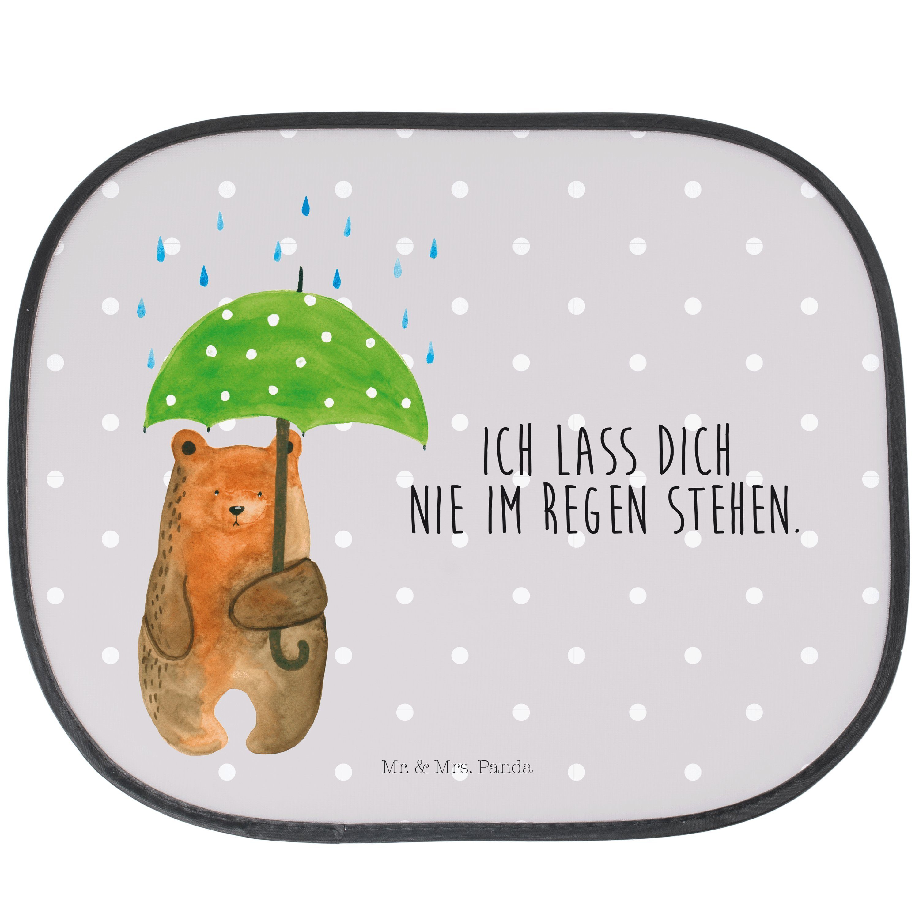 Sonnenschutz Bär mit Regenschirm - Grau Pastell - Geschenk, Liebe, Sonne, Auto Son, Mr. & Mrs. Panda, Seidenmatt