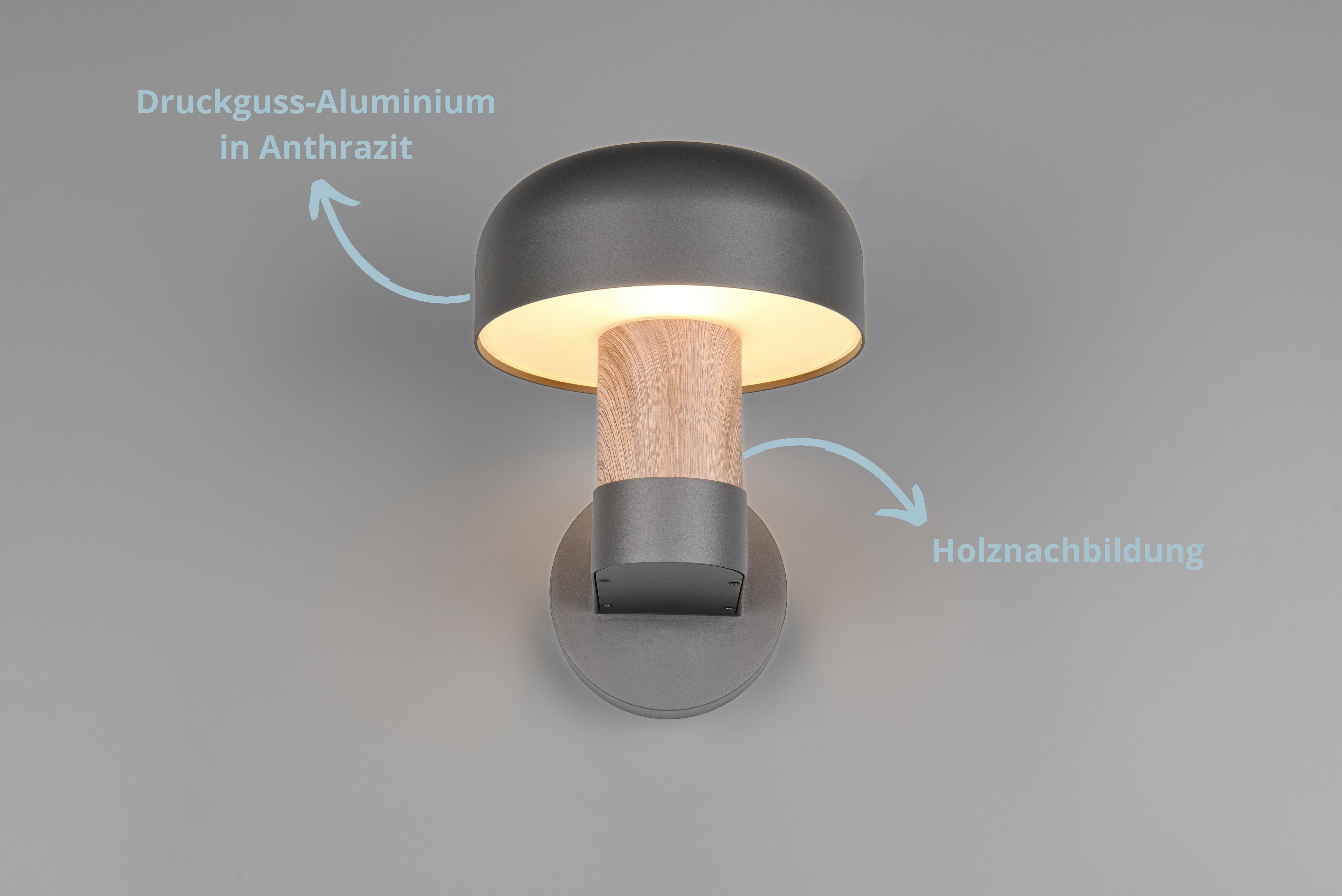 lightling Außen-Wandleuchte Asher, inkl. Bewegungssensor, ohne Leuchtmittel, Druckguss Aluminium, Wandmontage, exkl. 1 x E27 max. 10W