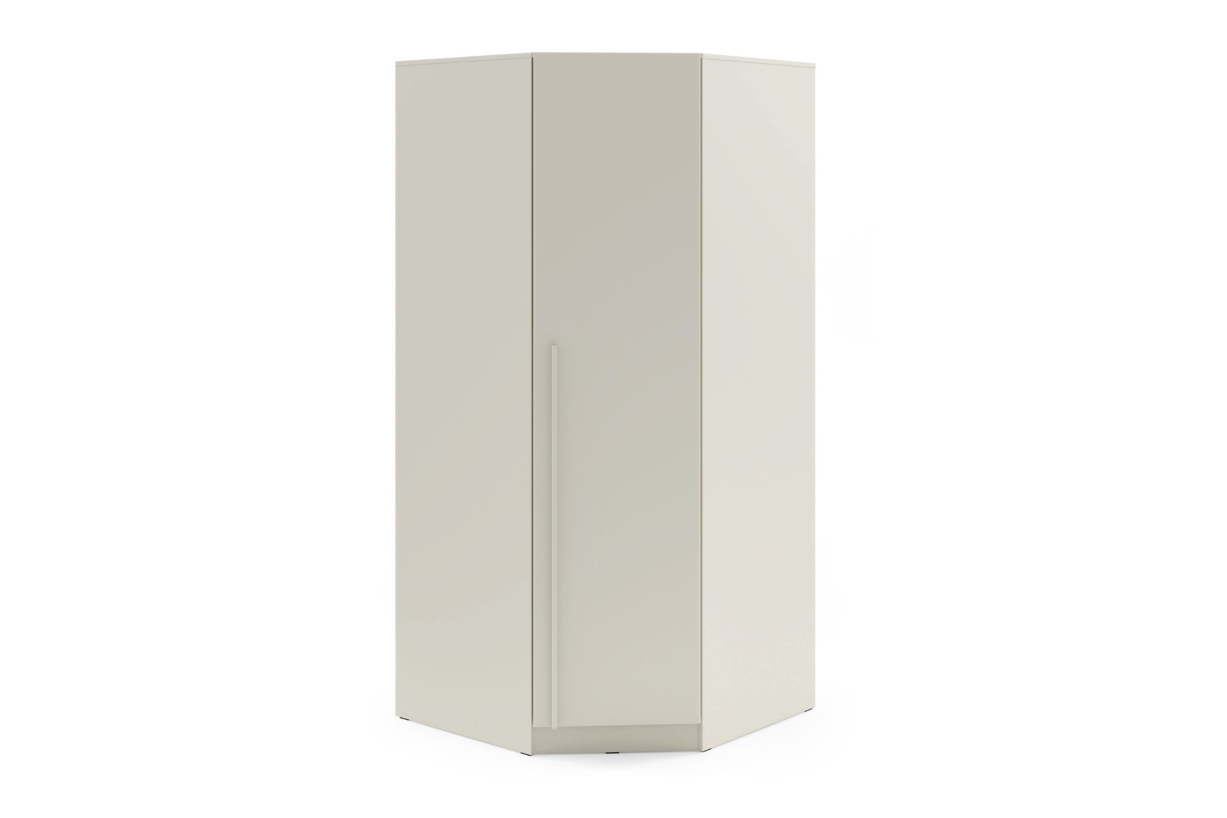 Deine Möbel 24 Eckkleiderschrank BRISSO BR4 Eckschrank mit Drehtüren, mit 2 Kleiderstangen (Aufsatz und Metallgriffe optional, 1-St., ideal für Schalfzimmer, Flur & Ankleidezimmer) in Platingrau matt, Kaschmir matt, Eiche Cremona