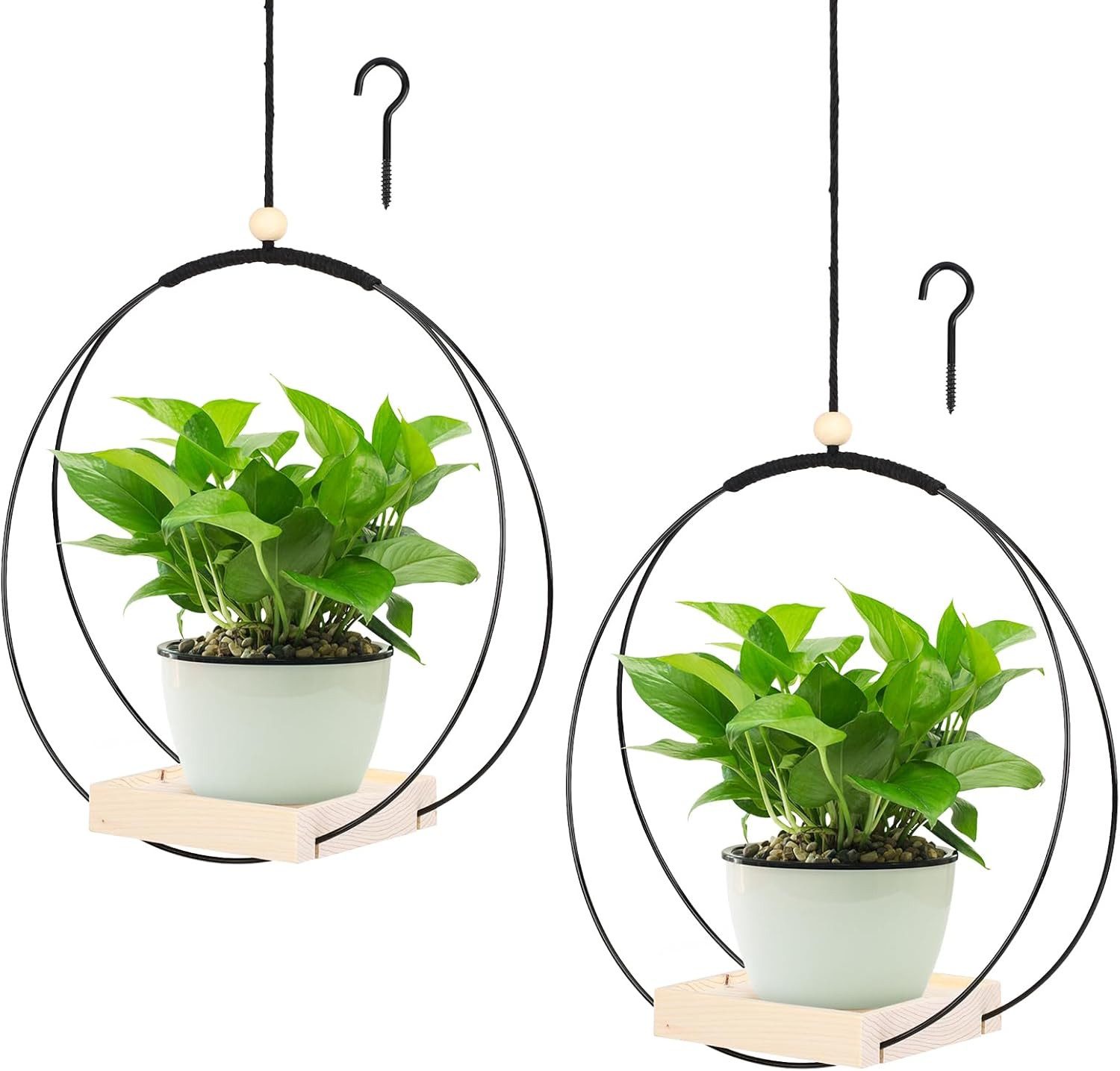 Coonoor Blumenampel Hängende Blumenampel Metall Blumentopf (2 St), Schwarz günstig online kaufen