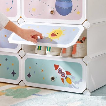 SONGMICS Spielzeugtruhe Kinderschuhregal, mit 6 Fächern und Kunststoffplatten