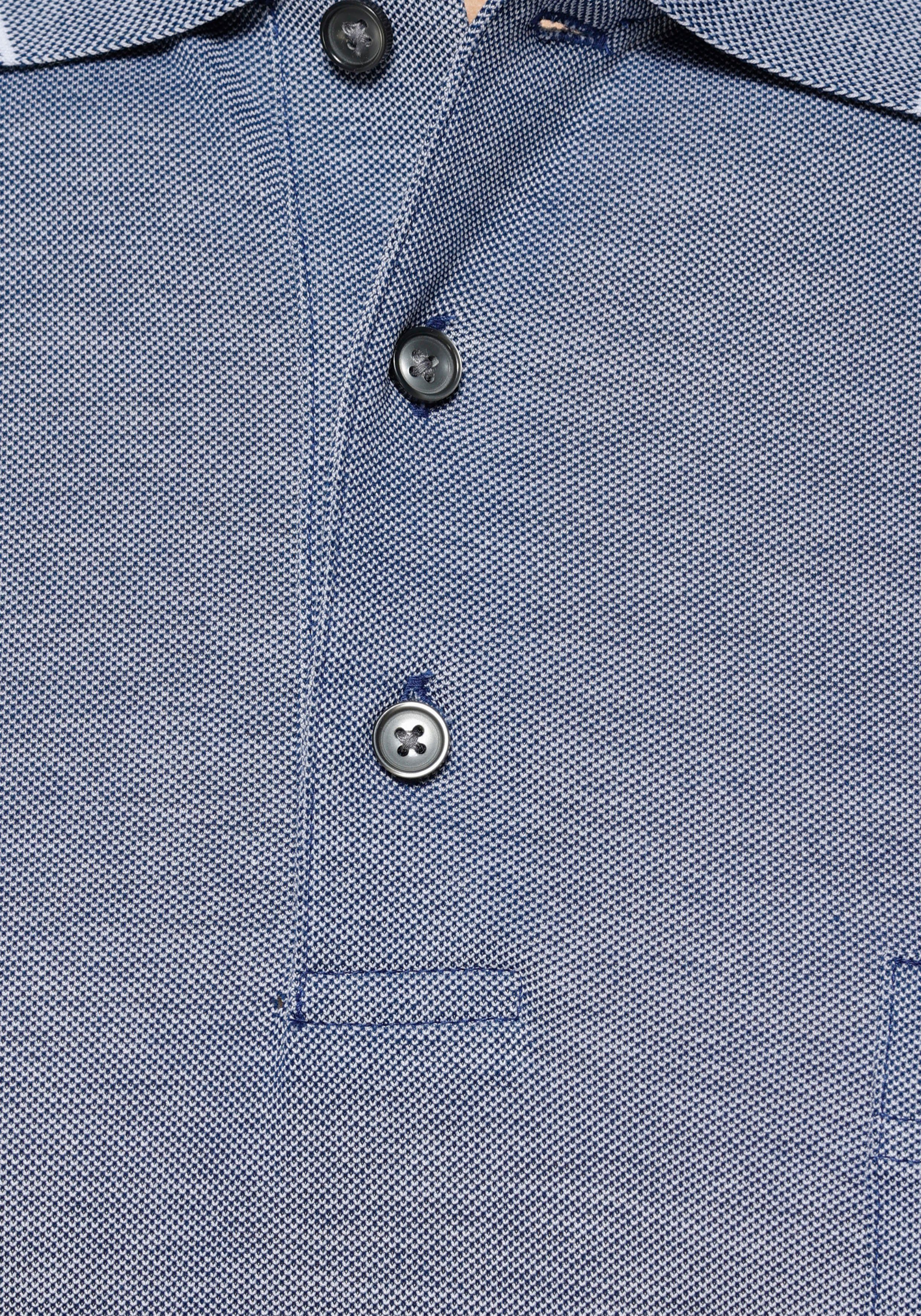 OLYMP Poloshirt Luxor modern fit in Piqué-Qualität hellblau-meliert hochwertiger