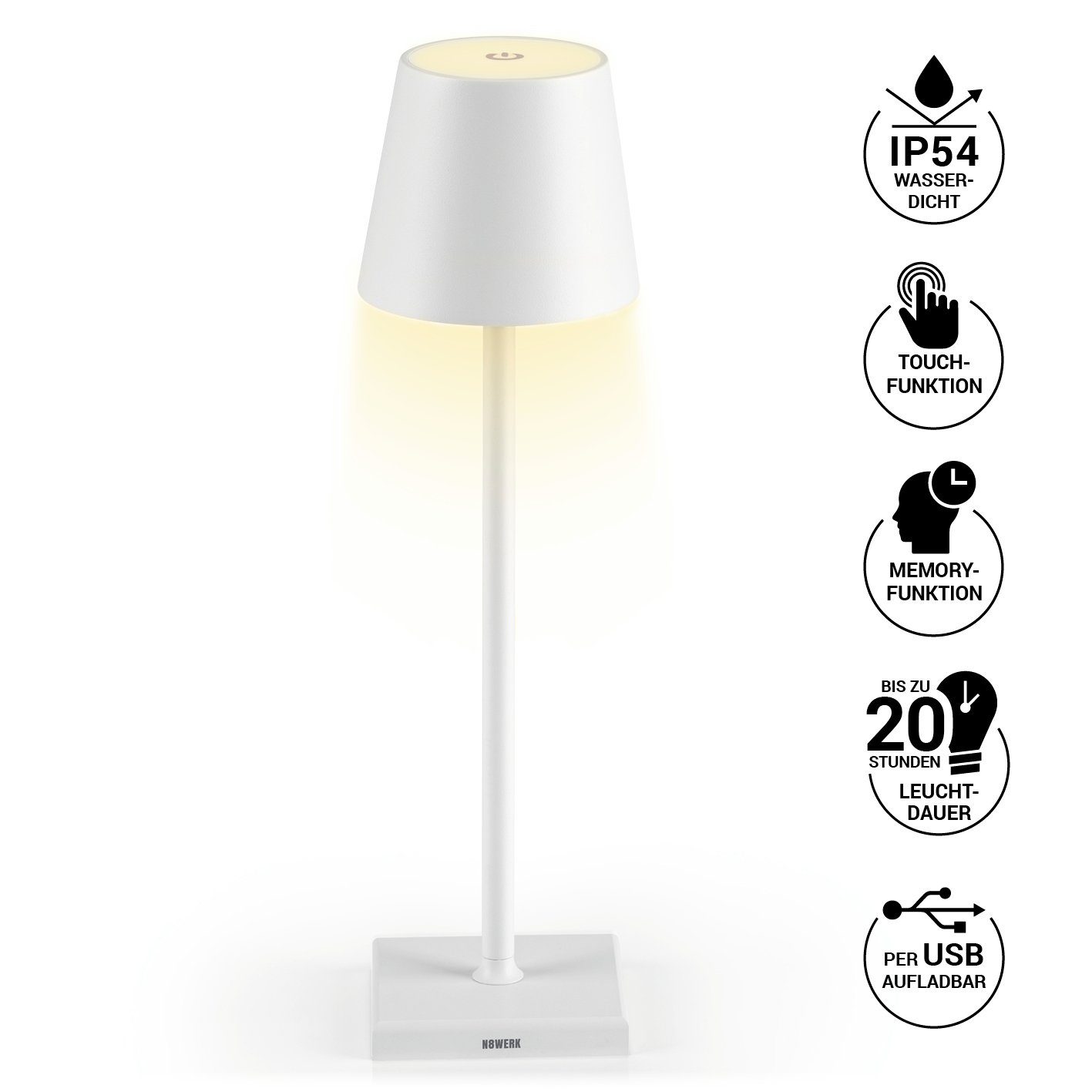 USB-Tischleuchte LED-Akku-Tischlampe weiß