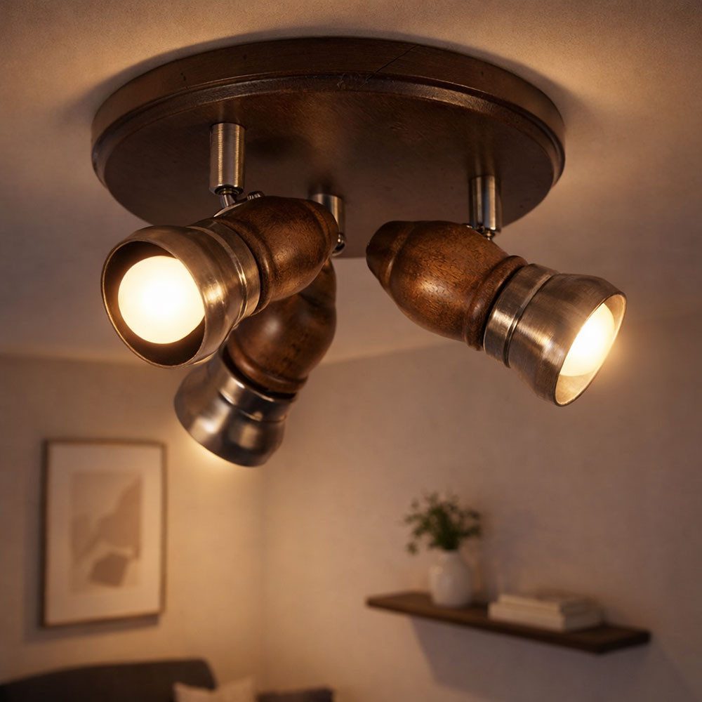 GLOBO LIGHTING Deckenspot, Leuchtmittel nicht inklusive, Deckenleuchte Holz Rustikal Deckenleuchte Wohnzimmer Vintage 2x