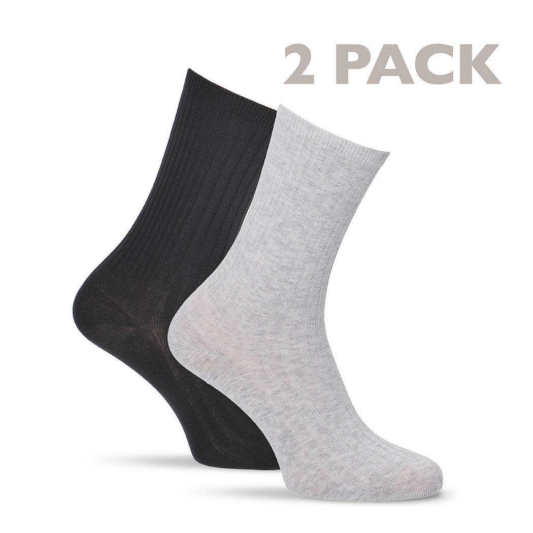 Tamaris Langsocken Damen Söckchen mit Rippenstruktur (Spar-Set, 2-Paar) aus hautfreundlicher Baumwolle Schwarz