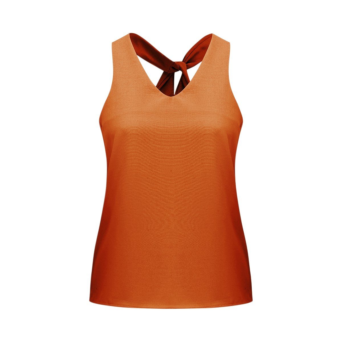 Tank Ärmellose Sommer Unterhemd Orange Top Lässige V-Ausschnitt Damen DEBAIJIA Longweste Top