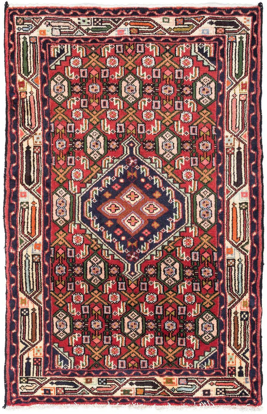 Wollteppich Hosseinabad Medaillon Rosso 125 rechteckig, 80 chiaro 10 mm, Handgeknüpft Höhe: morgenland, cm, x