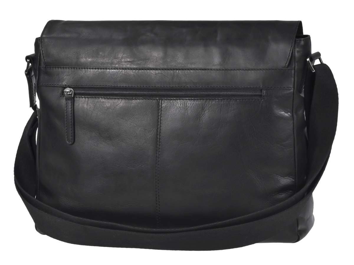 Greenburry Umhängetasche Pure Black, Schultertasche 38x27cm, Messengerbag, Damen Herren