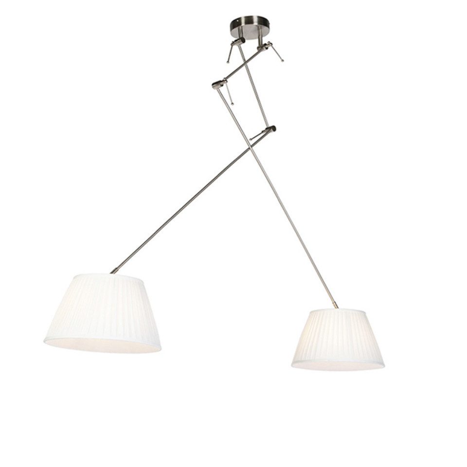 Qazqa Pendelleuchte Blitz, ohne Leuchtmittel, E27, Stahl, Klassisch / Antik, Textil, 2-flammig