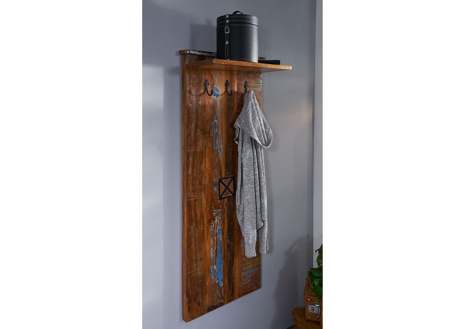 Massivmoebel24 Garderobe NATURE OF SPIRIT, Altholz 59x30x145 mehrfarbig lackiert NATURE OF SPIRIT #111